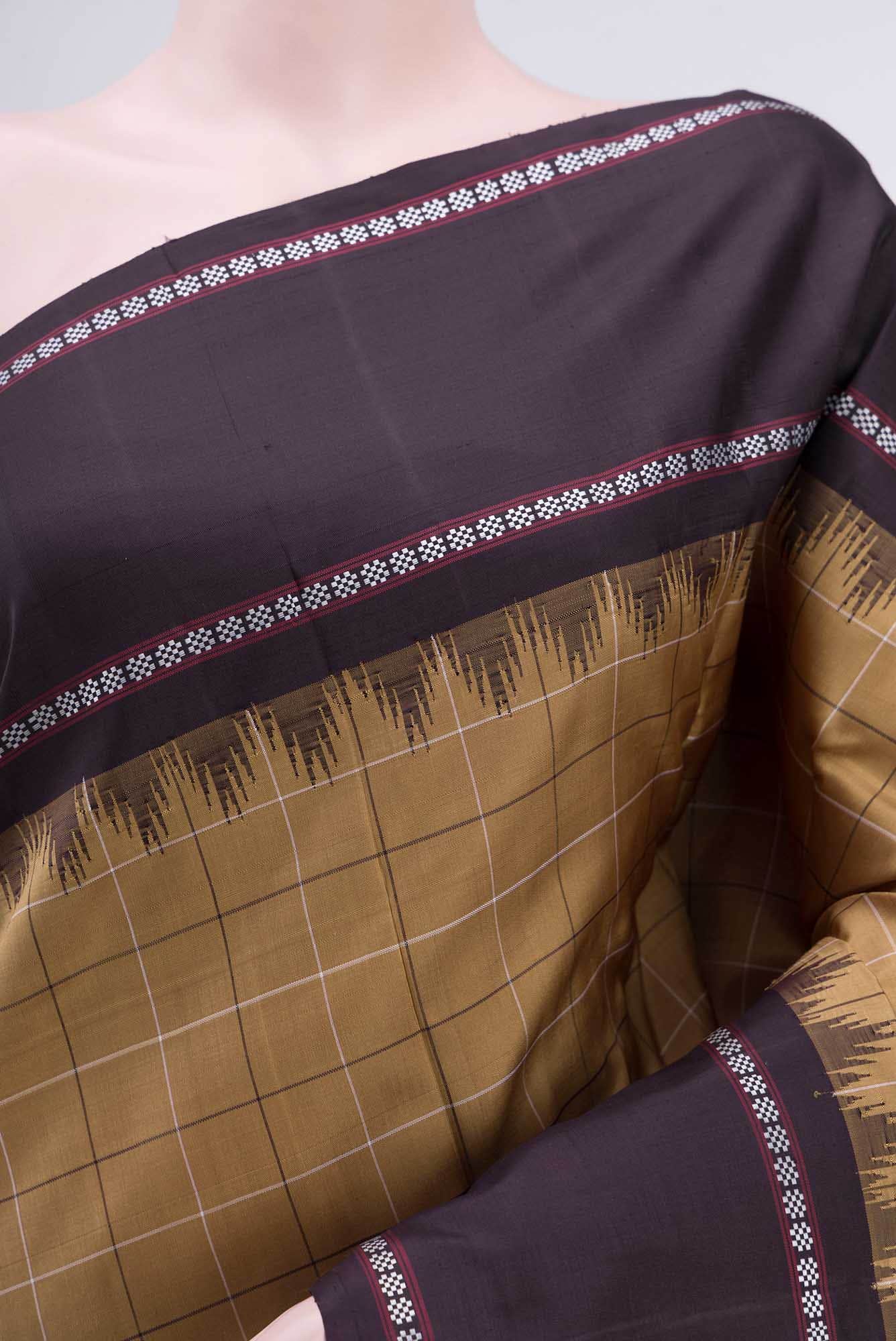 Brown Kanjivaram Silk Saree - Image 3