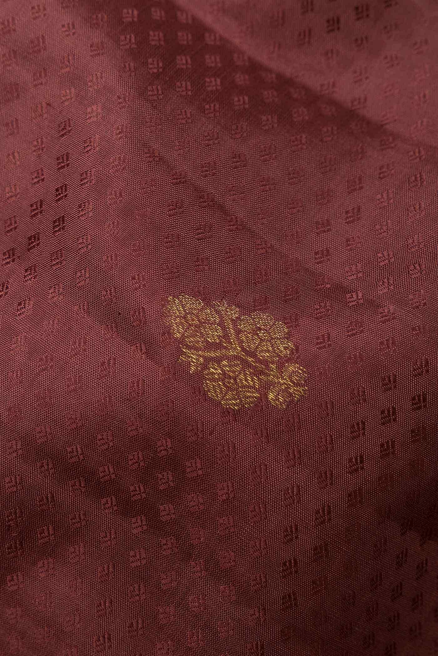 Pure Silk Pure Zari Brown Kanjivaram Saree - Image 3