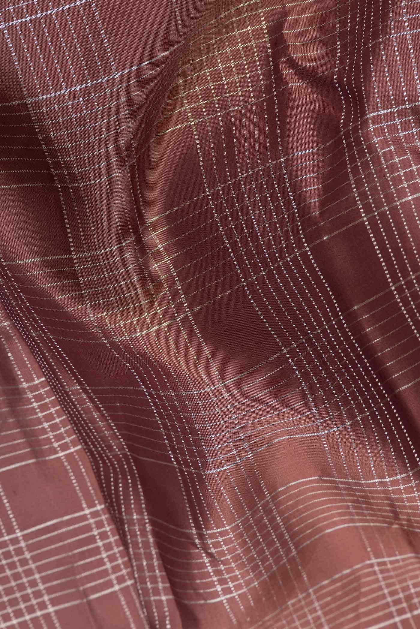Pure Silk Pure Zari Brown Kanjivaram Saree - Image 3