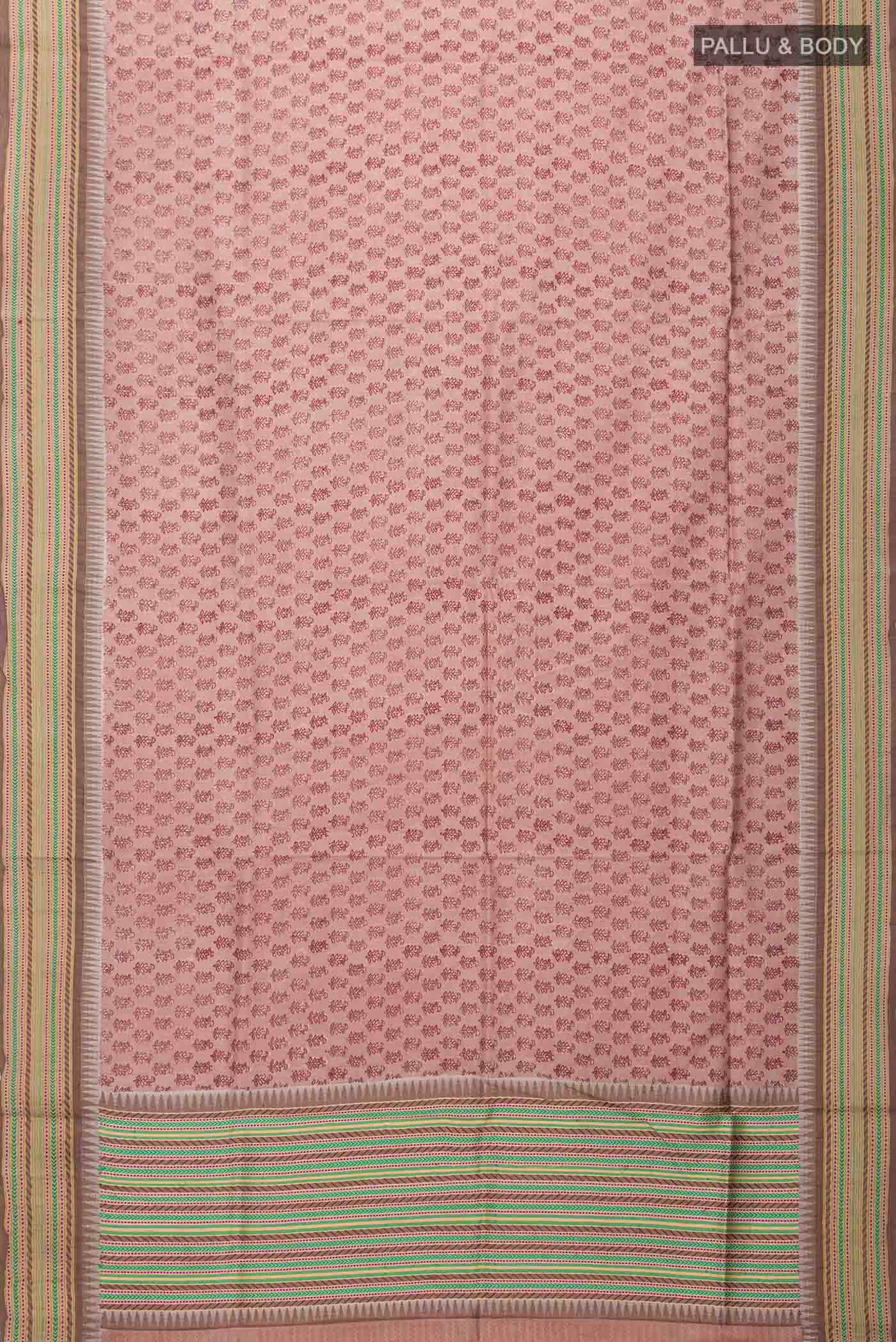 Brown Printed Silk Saree - Image 3