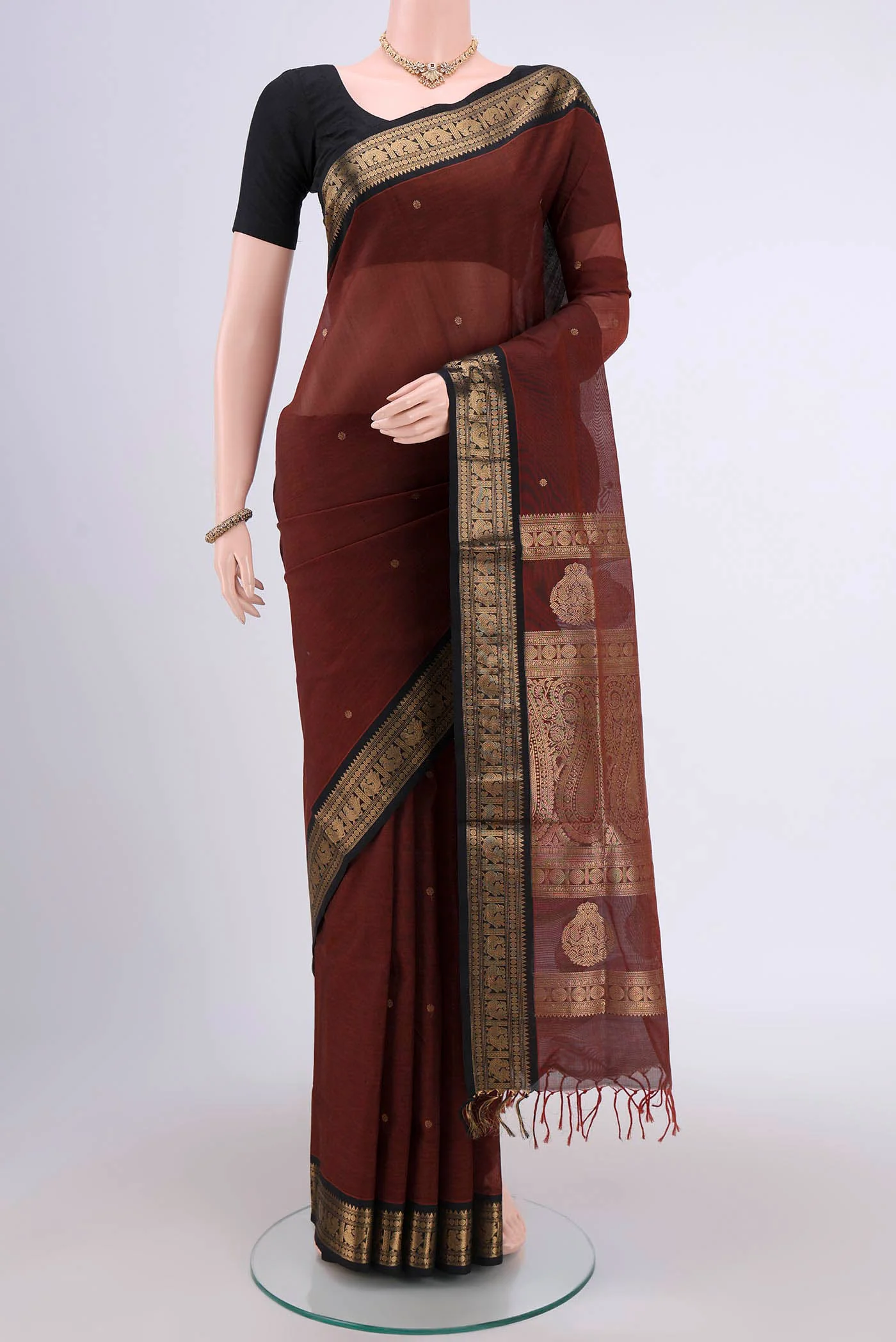 Brown Silk Cotton Saree
