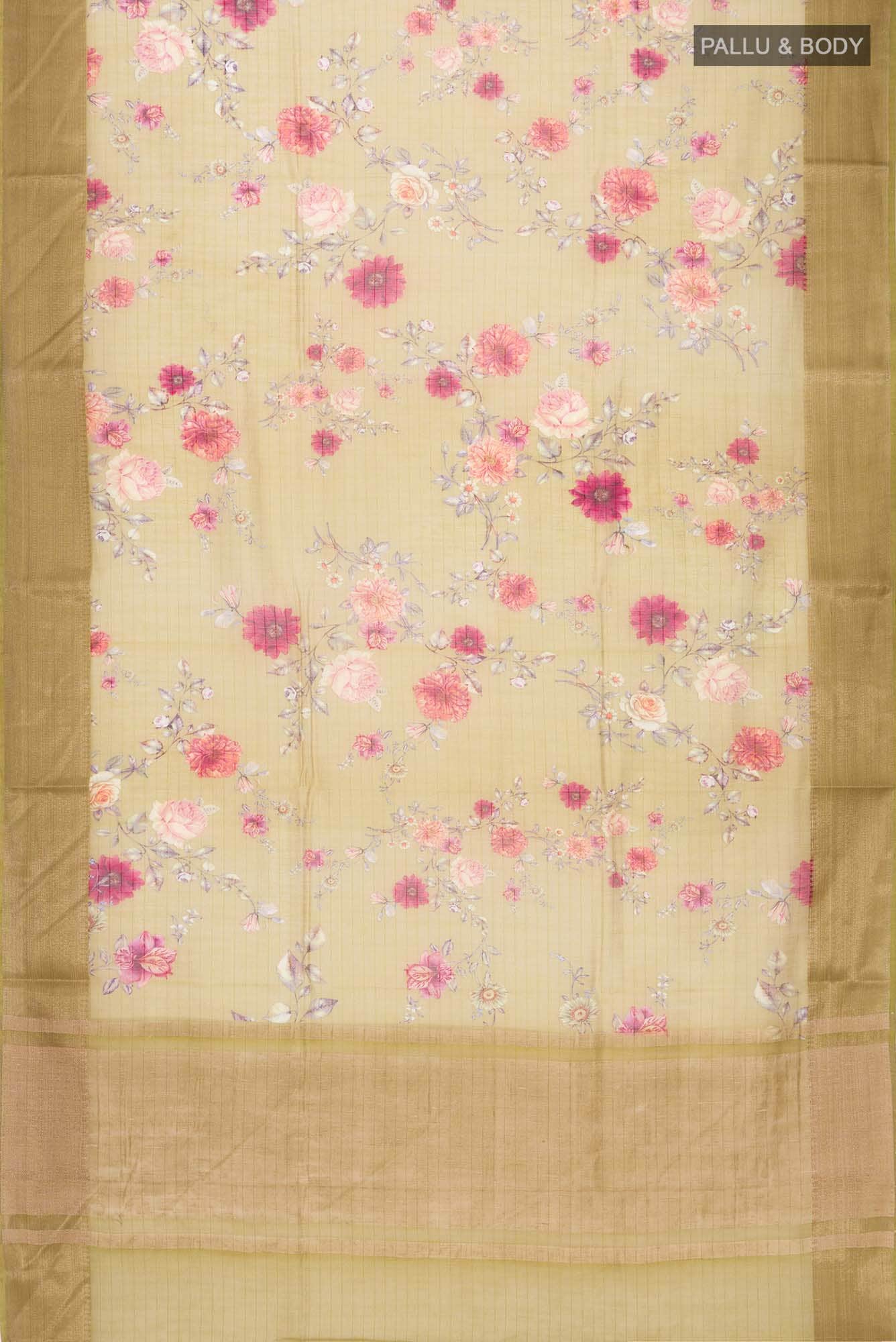 Brown Silk Cotton Saree - Image 2