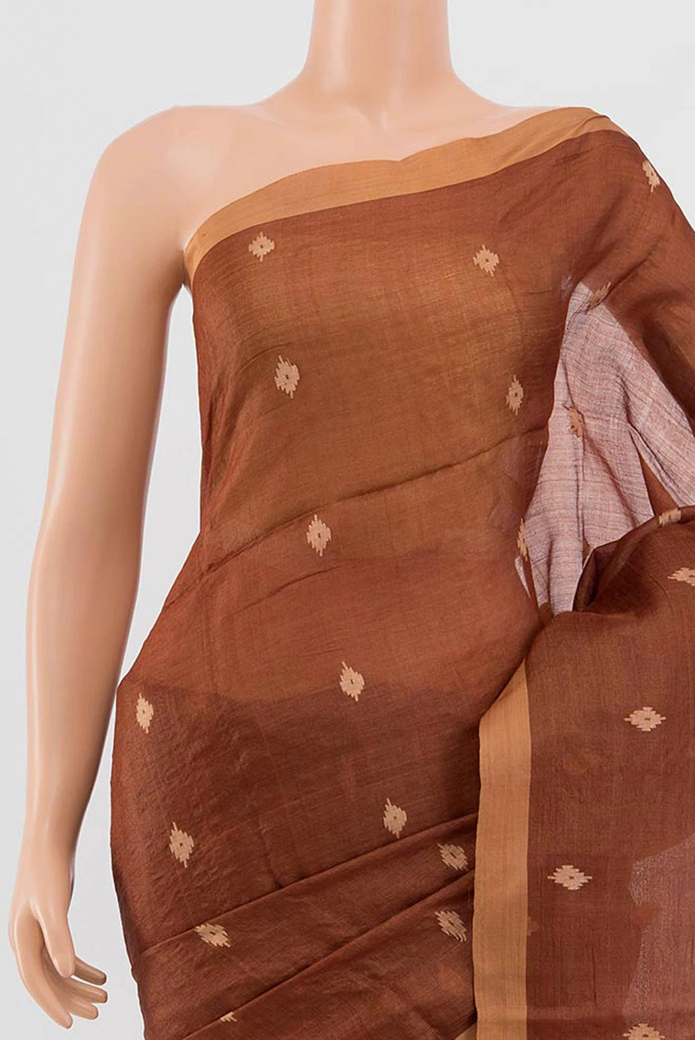 Brown Tussar Silk Saree - Image 2