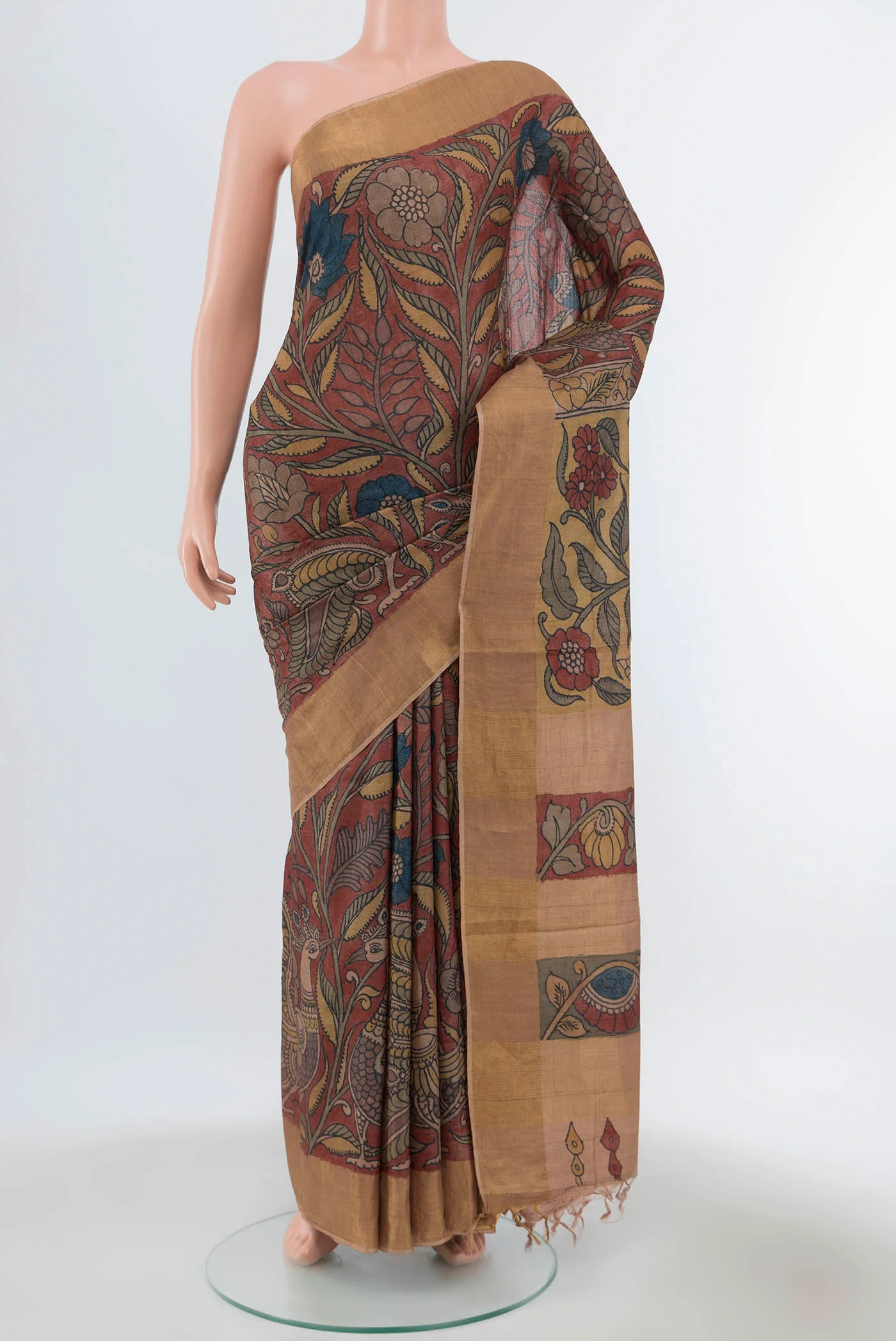 Brown Tussar Silk Saree