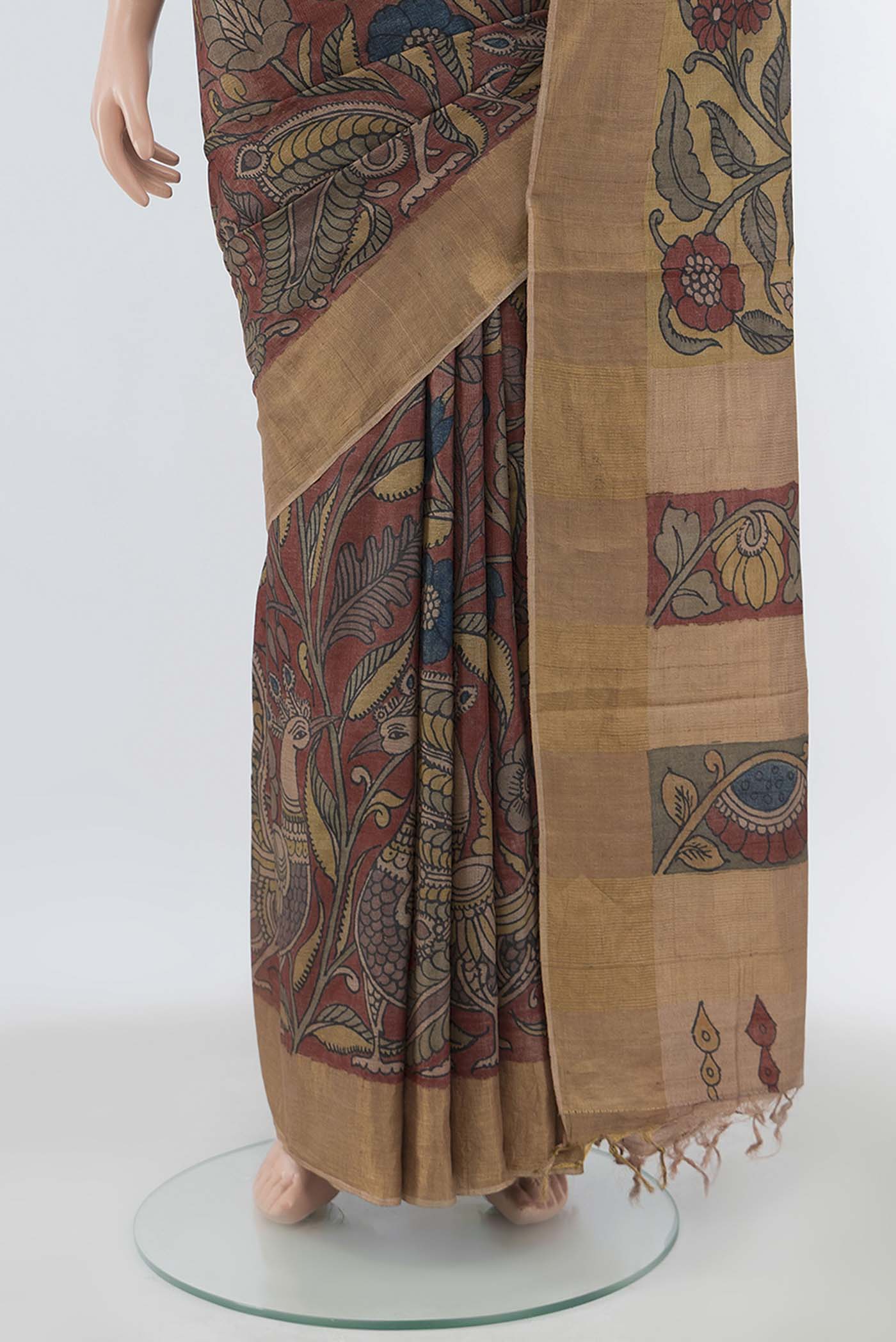 Brown Tussar Silk Saree - Image 3
