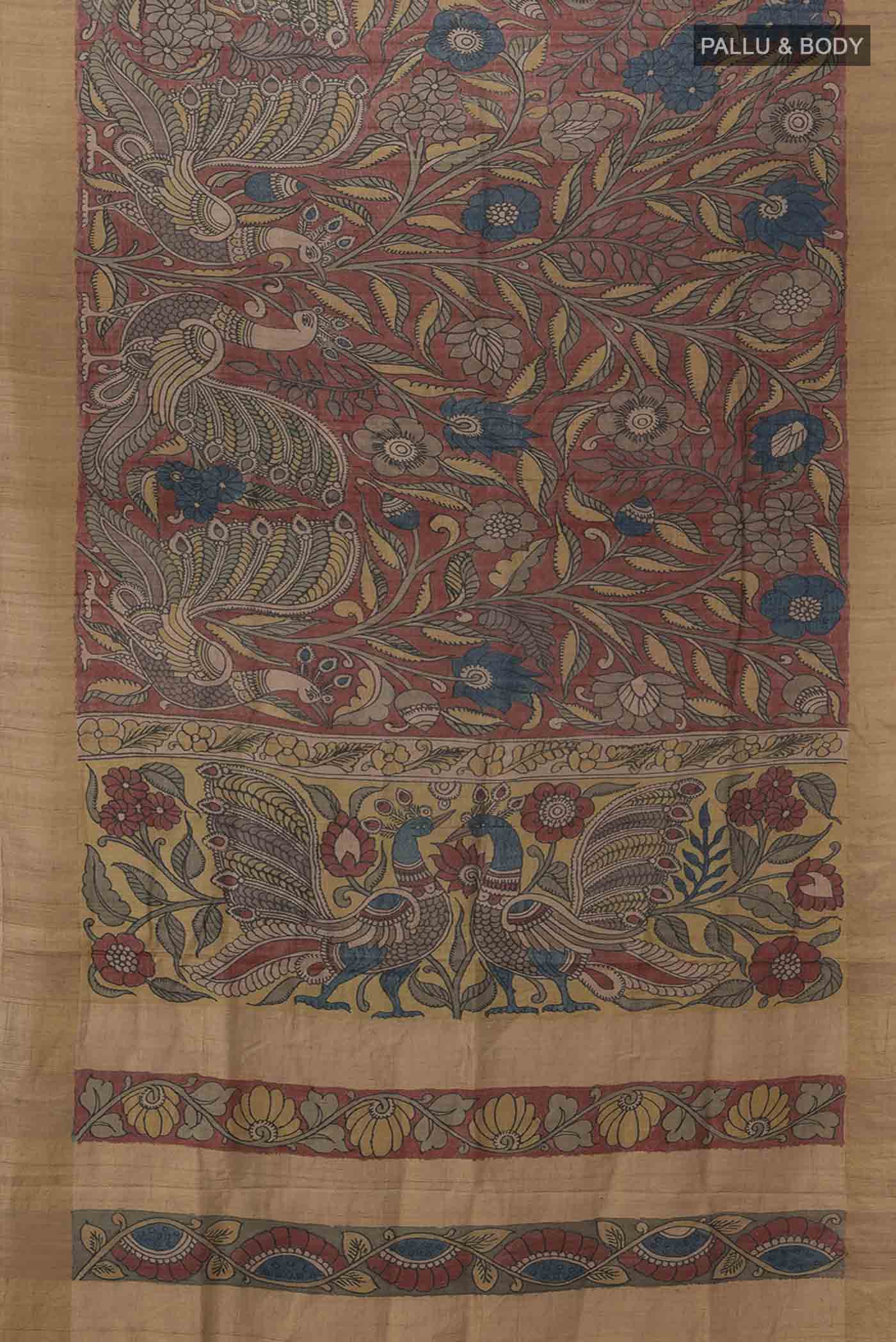Brown Tussar Silk Saree - Image 5