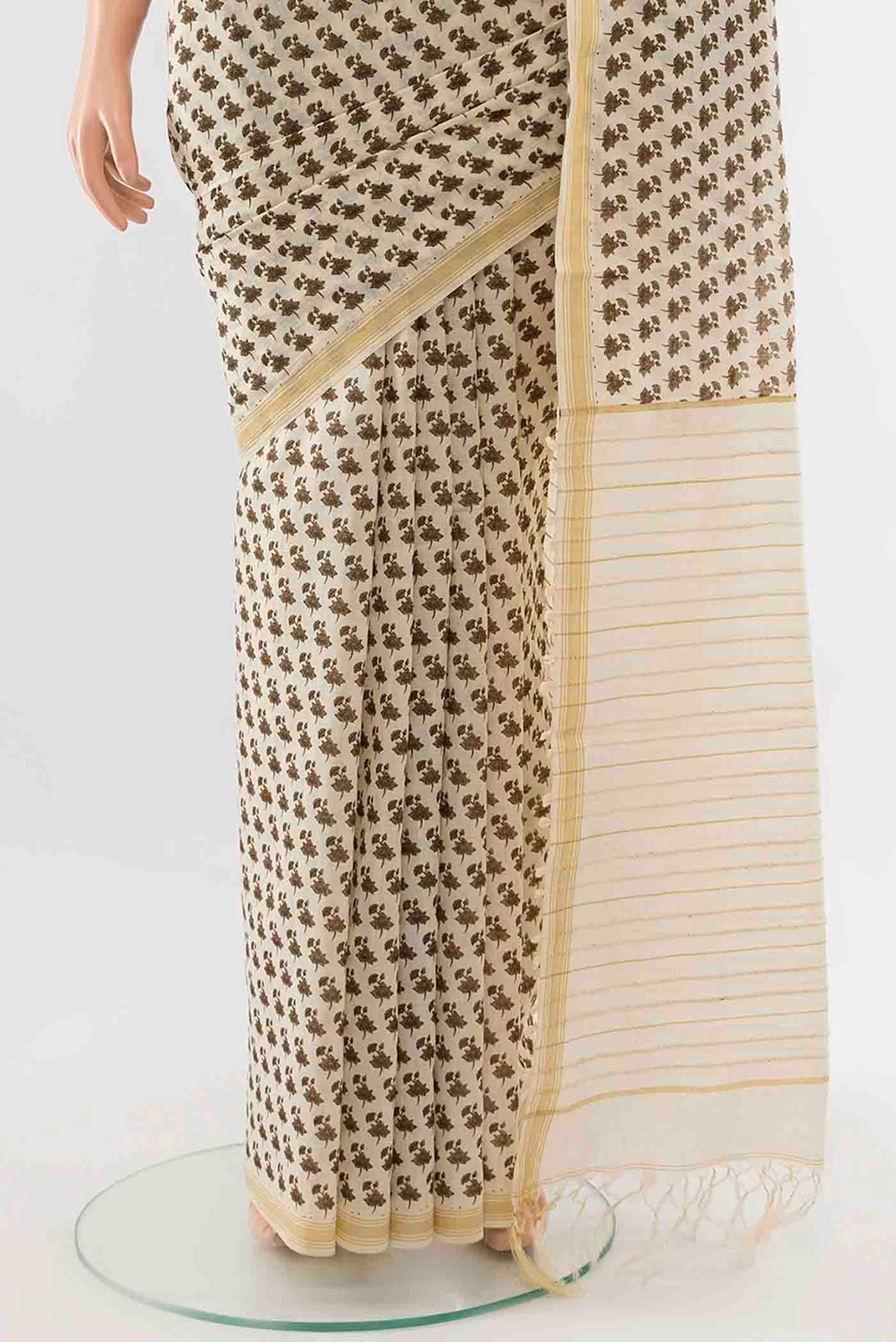 Brown Tussar Silk Saree - Image 3