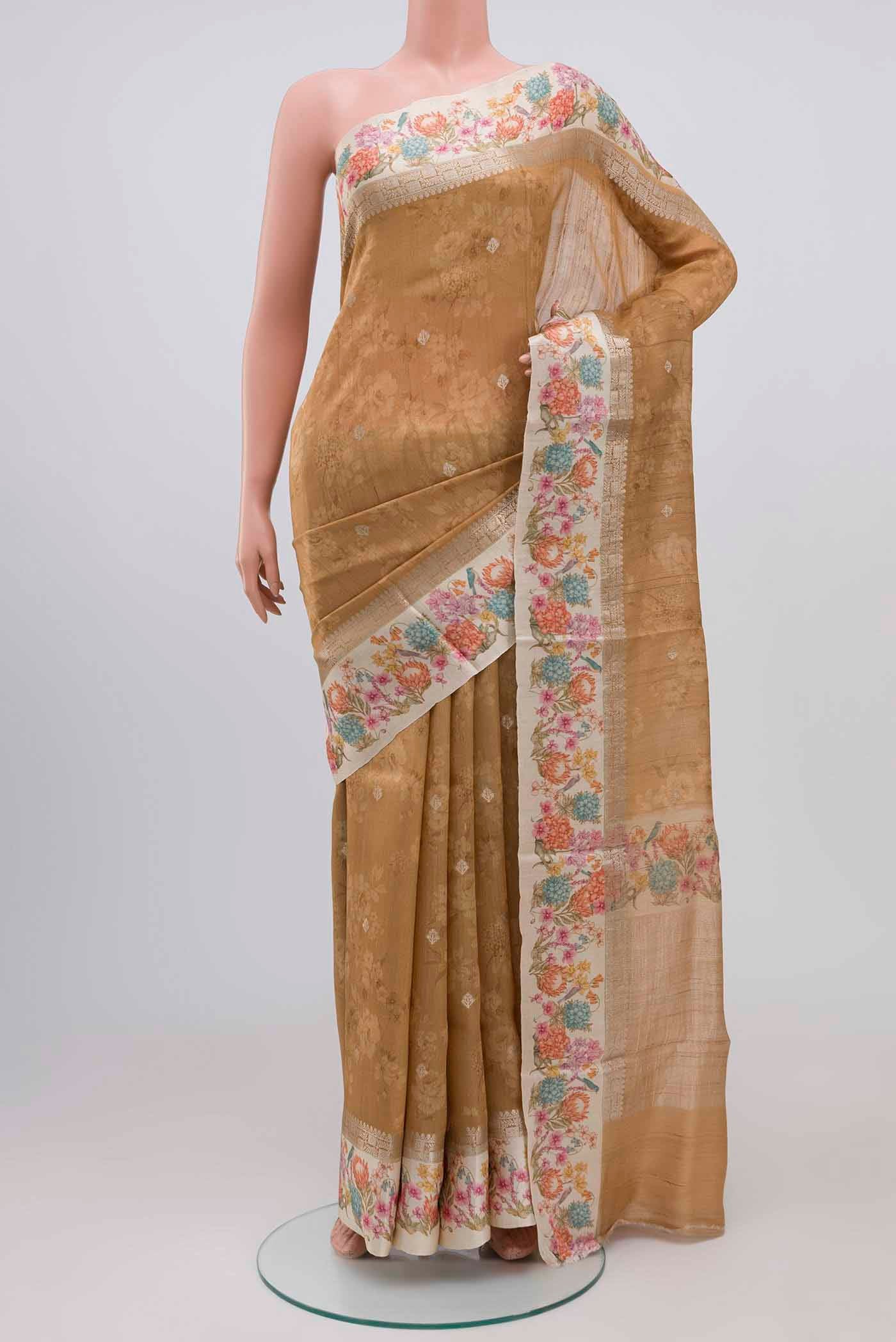 Brown Tussar Silk Saree