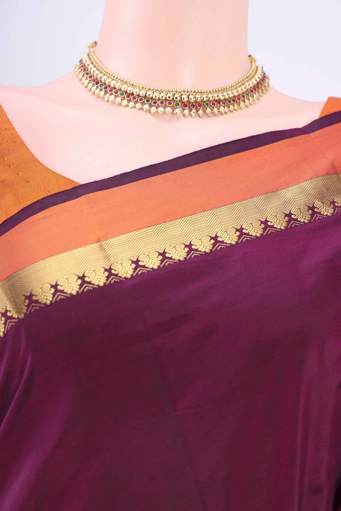 Burgundy Blended Bangalore Silk Saree - Image 2
