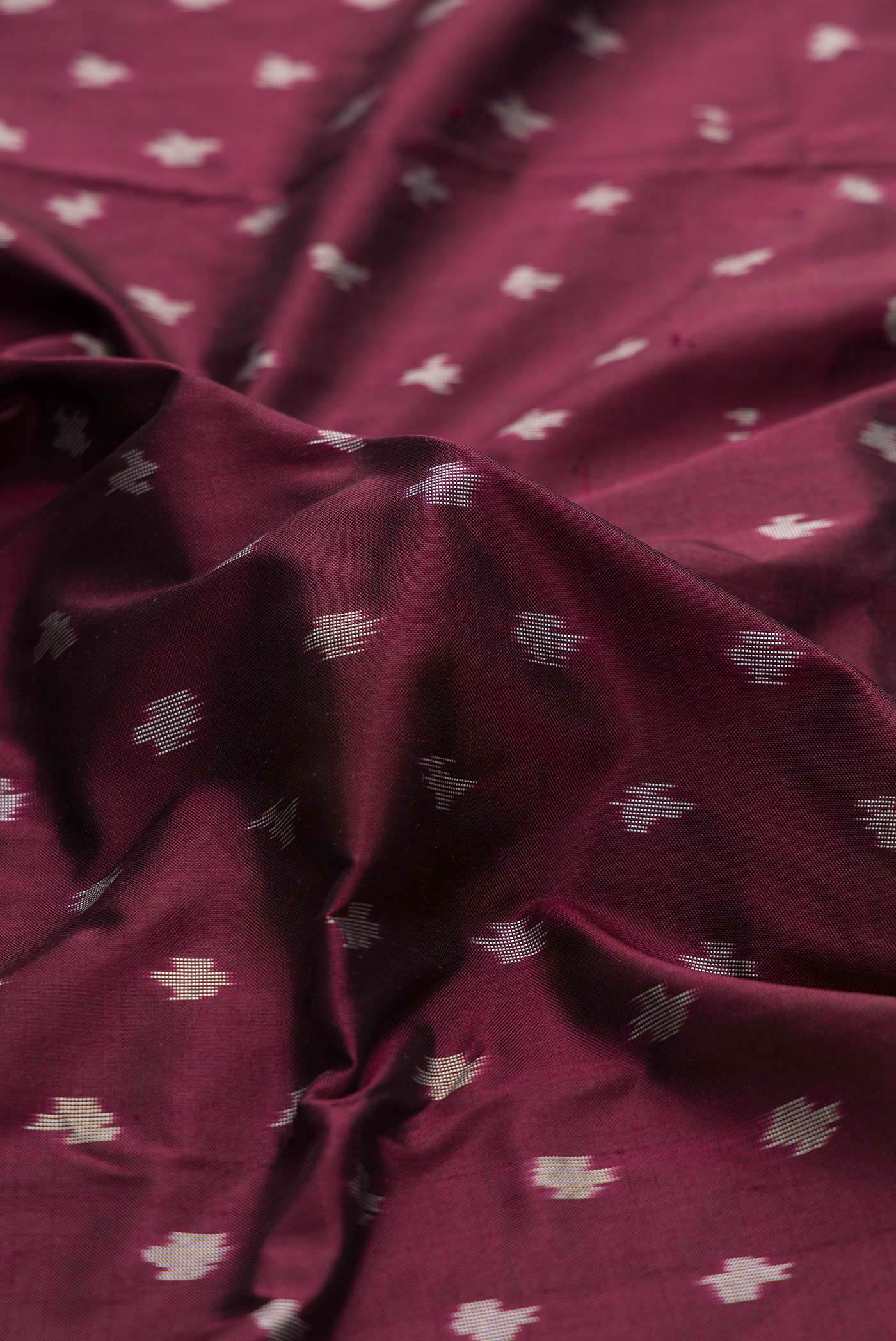 Burgundy Dual Tone Double Ikat Saree - Image 2
