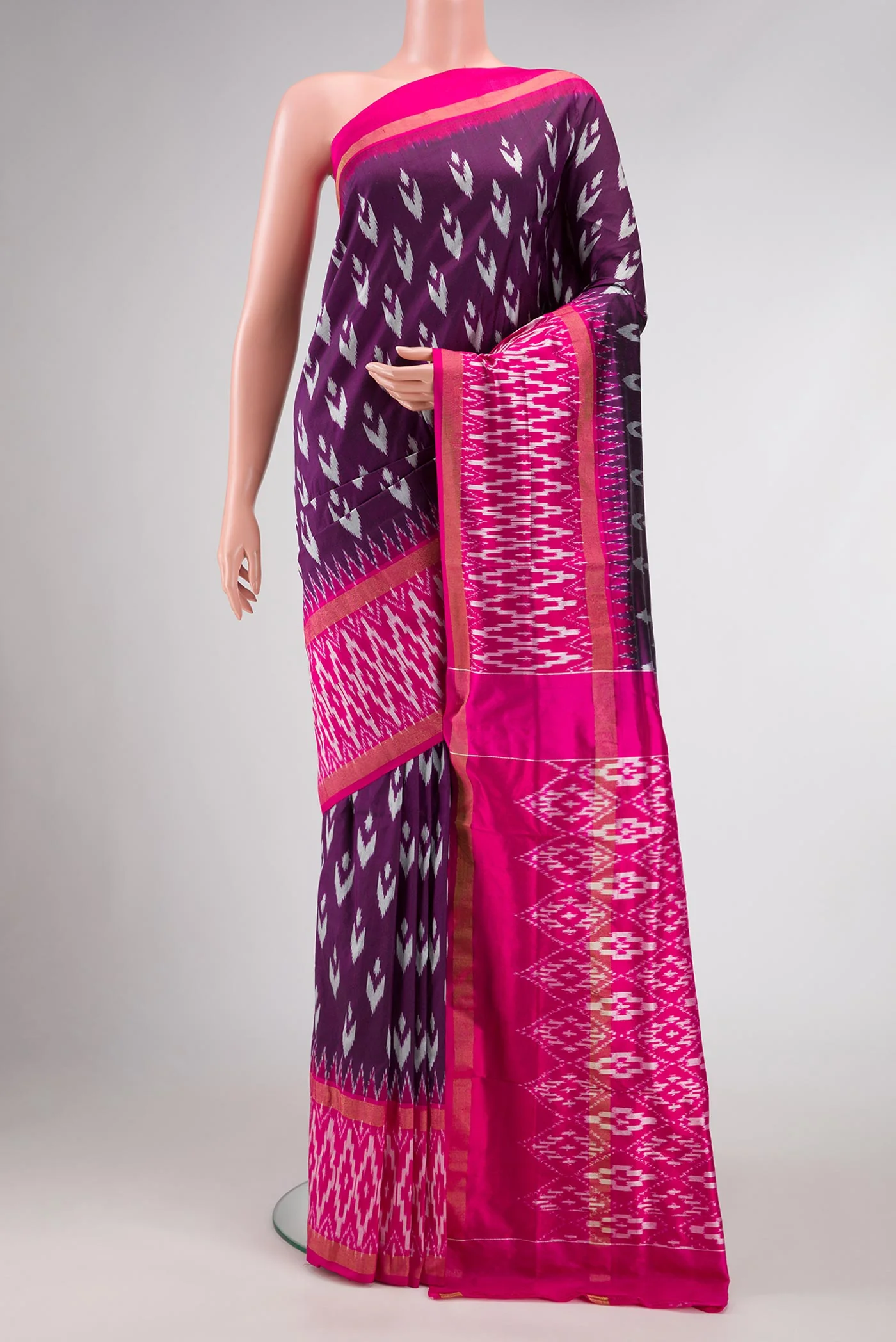 Purple Pochampally Silk Saree - Image 2