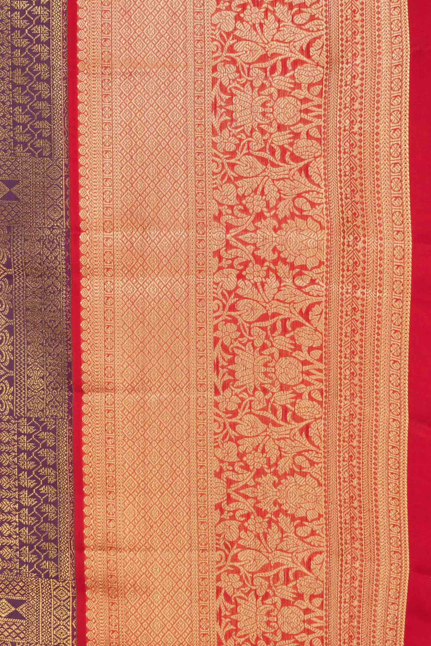 Burgundy Dual Tone Kanchipuram Saree - Image 3