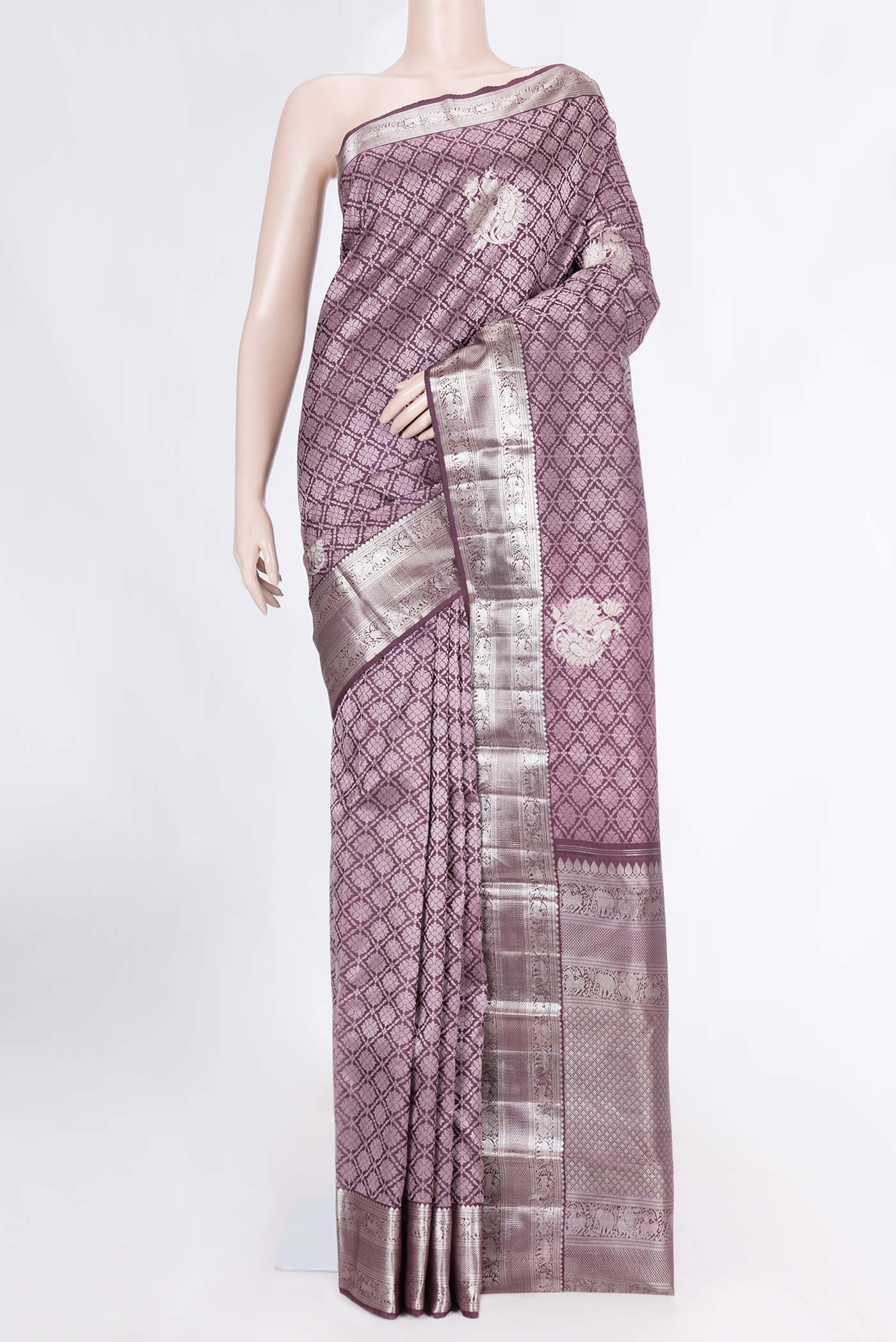 Burgundy Dual Tone Kanchipuram Silk Saree