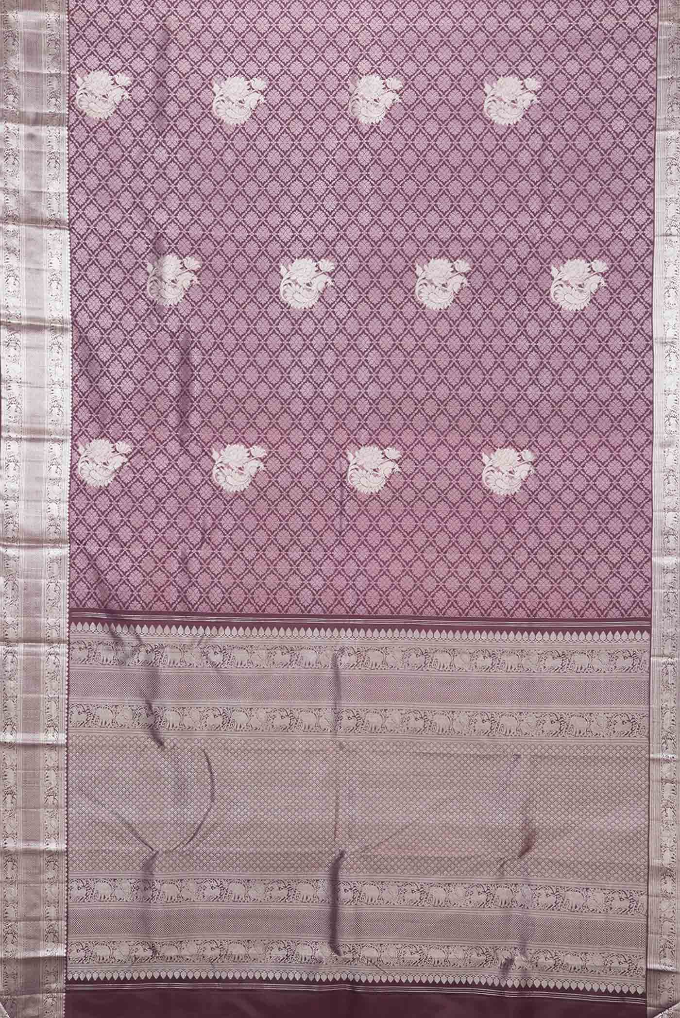 Burgundy Dual Tone Kanchipuram Silk Saree - Image 6