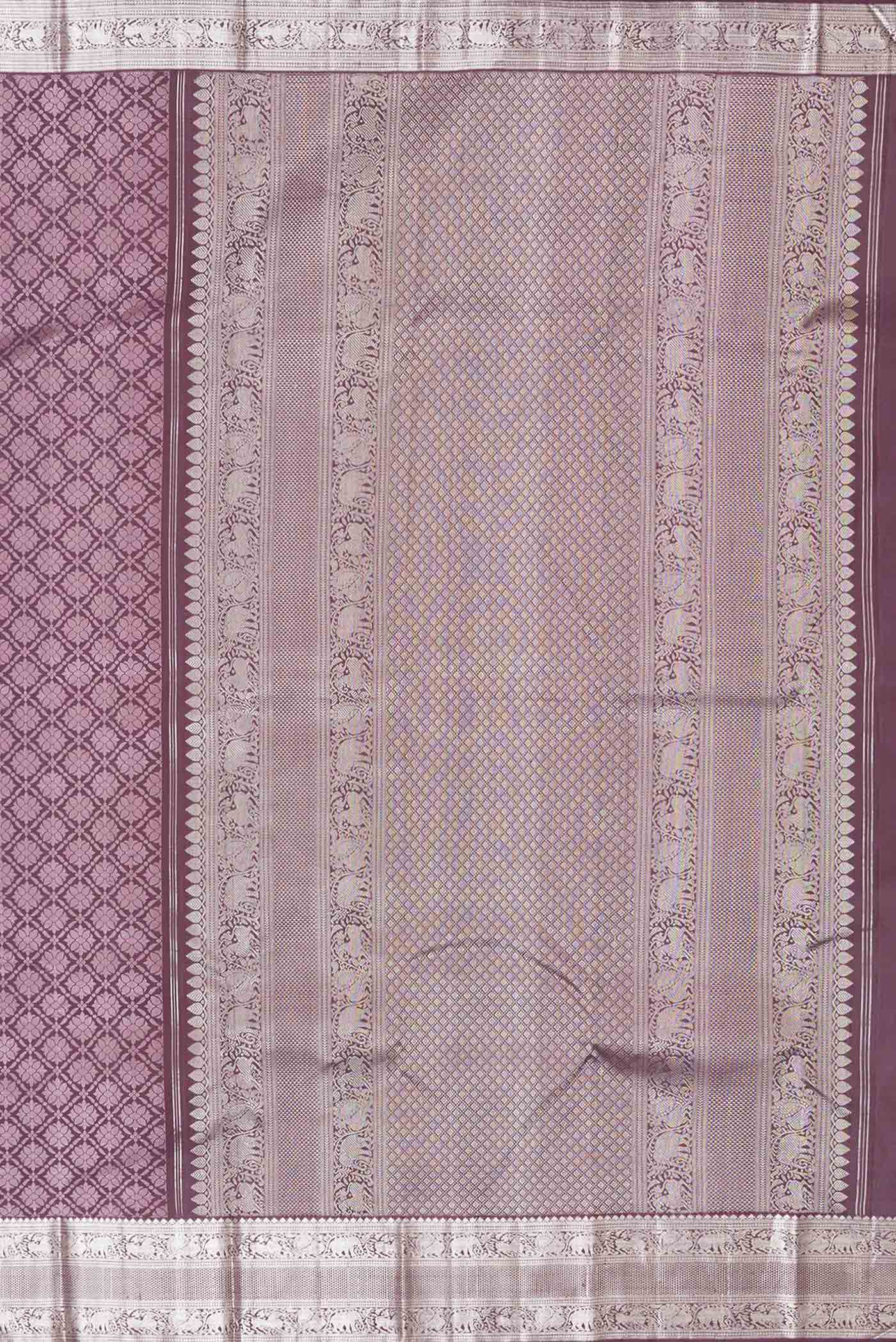 Burgundy Dual Tone Kanchipuram Silk Saree - Image 7