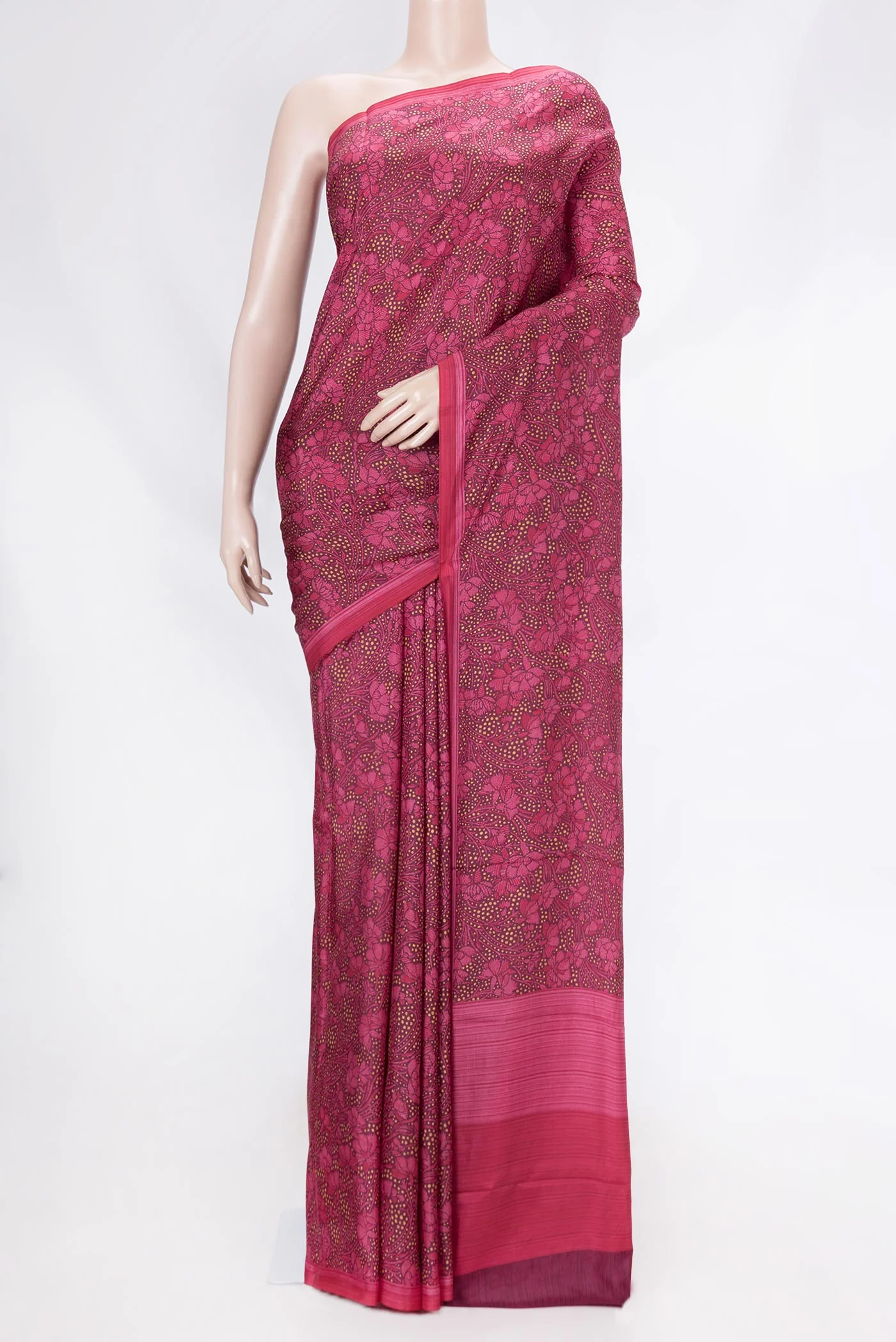 Burgundy Dual Tone Mysore Crepe Saree