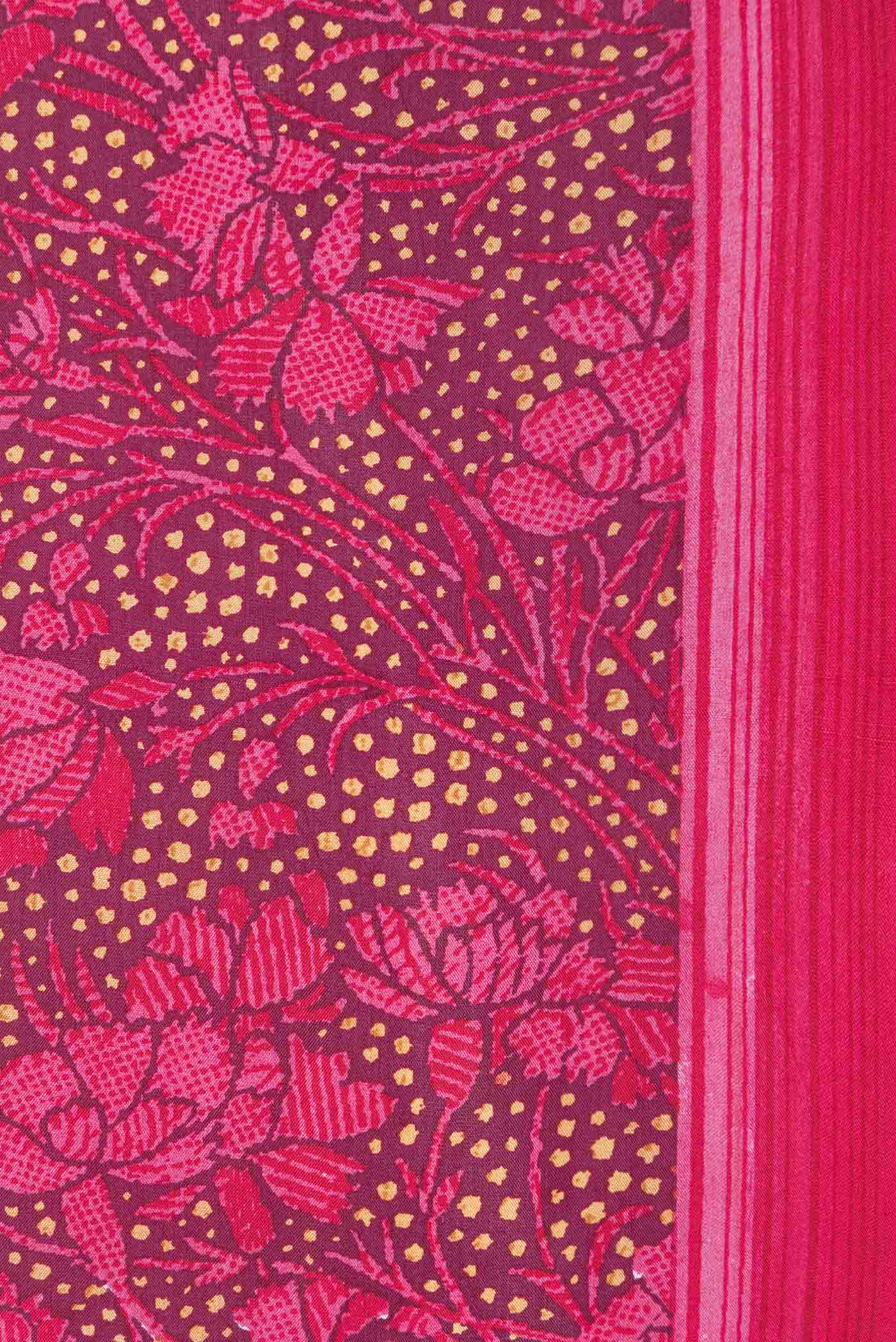 Burgundy Dual Tone Mysore Crepe Saree - Image 3