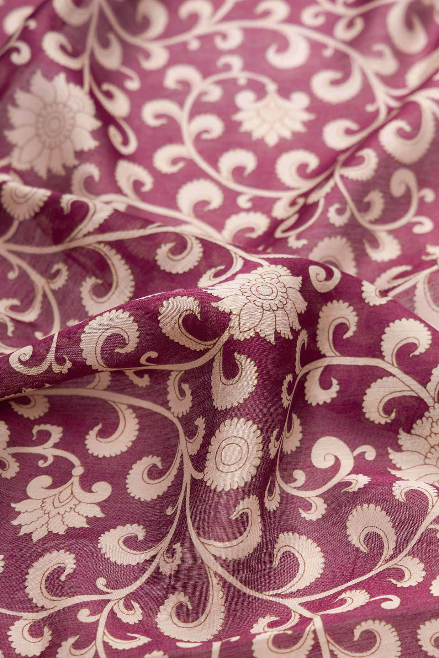 Burgundy Dual Tone Tussar Silk Saree - Image 2