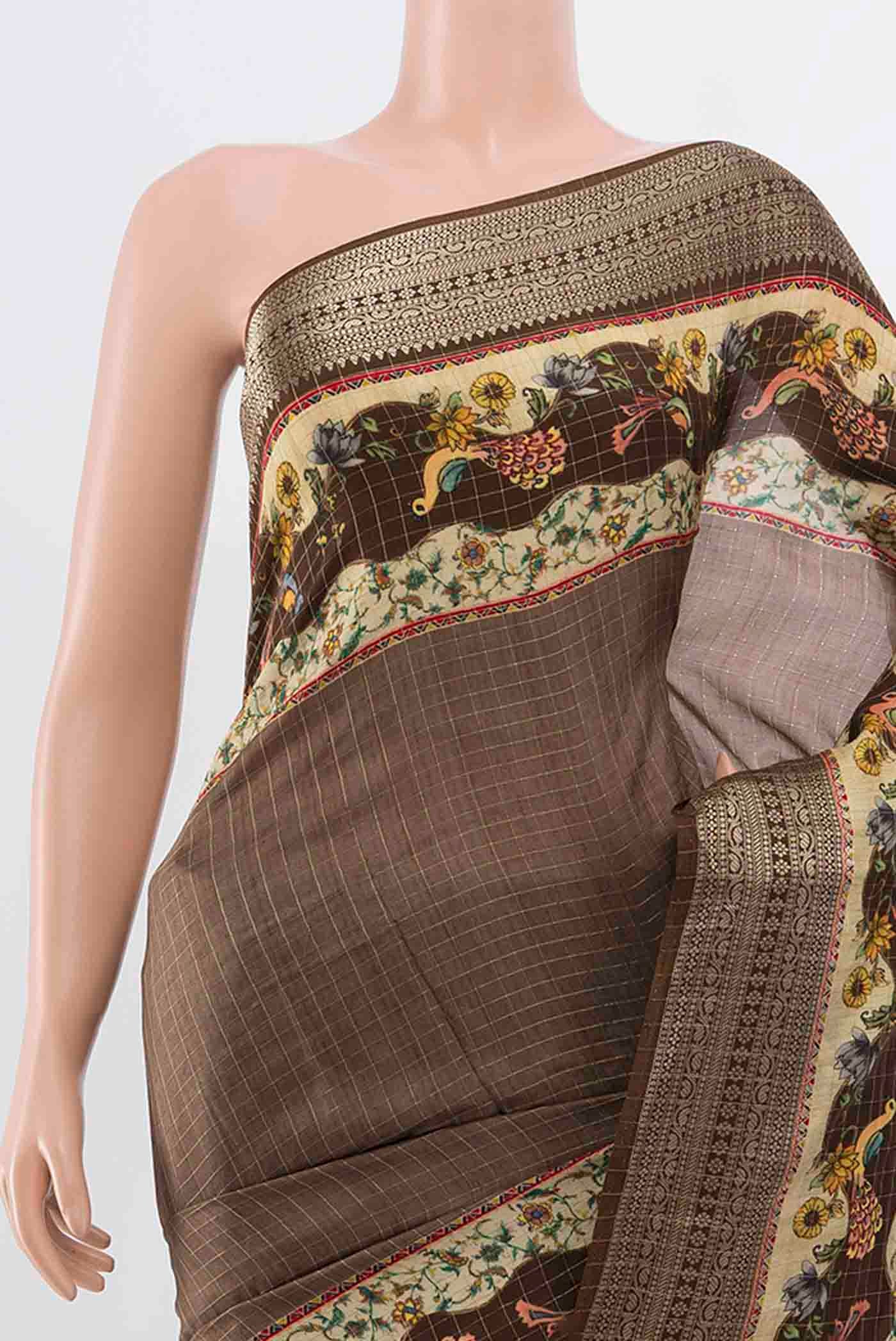 Coffee Brown Art Silk Saree - Image 2