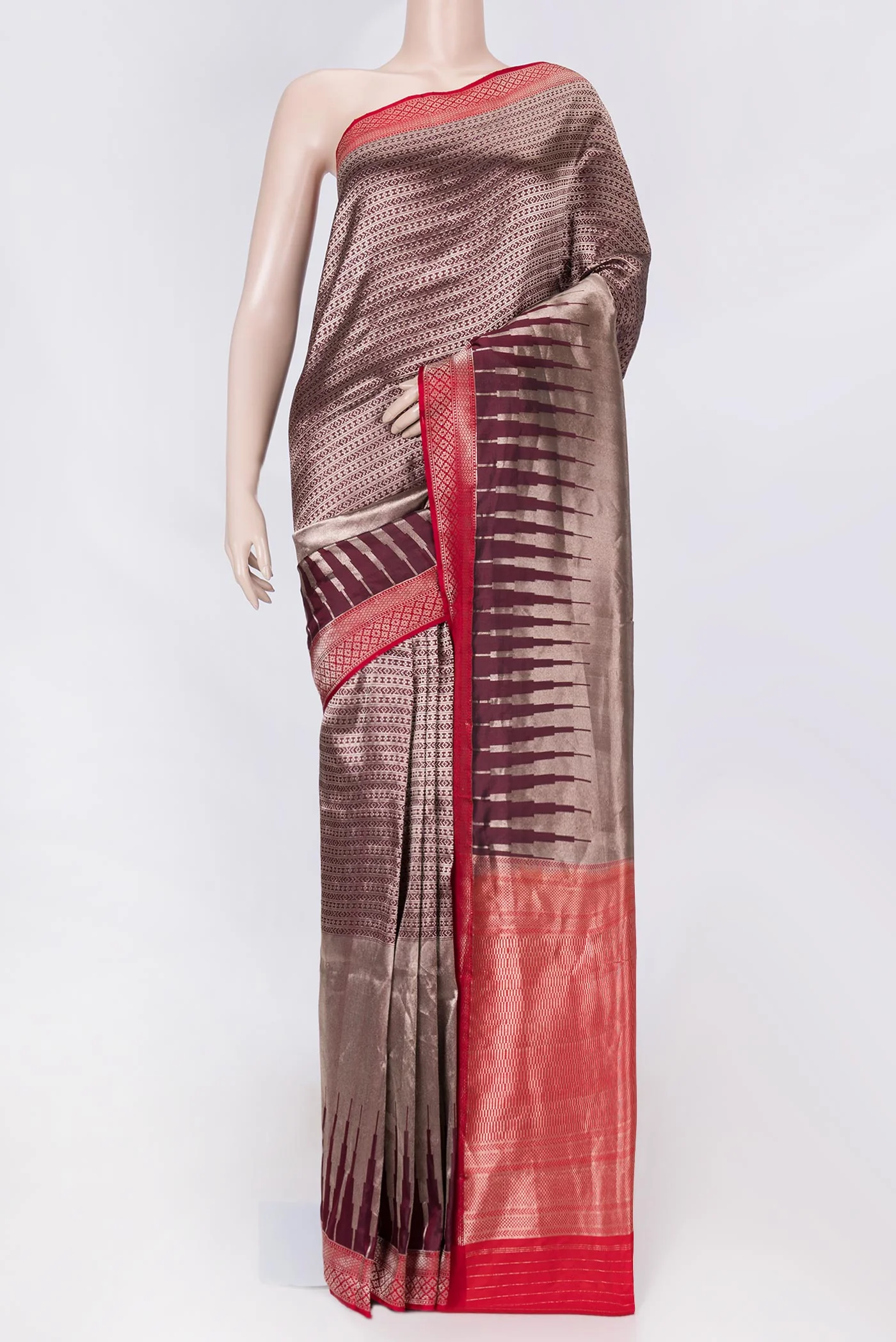 Coffee Brown Dual Tone Banarasi Saree