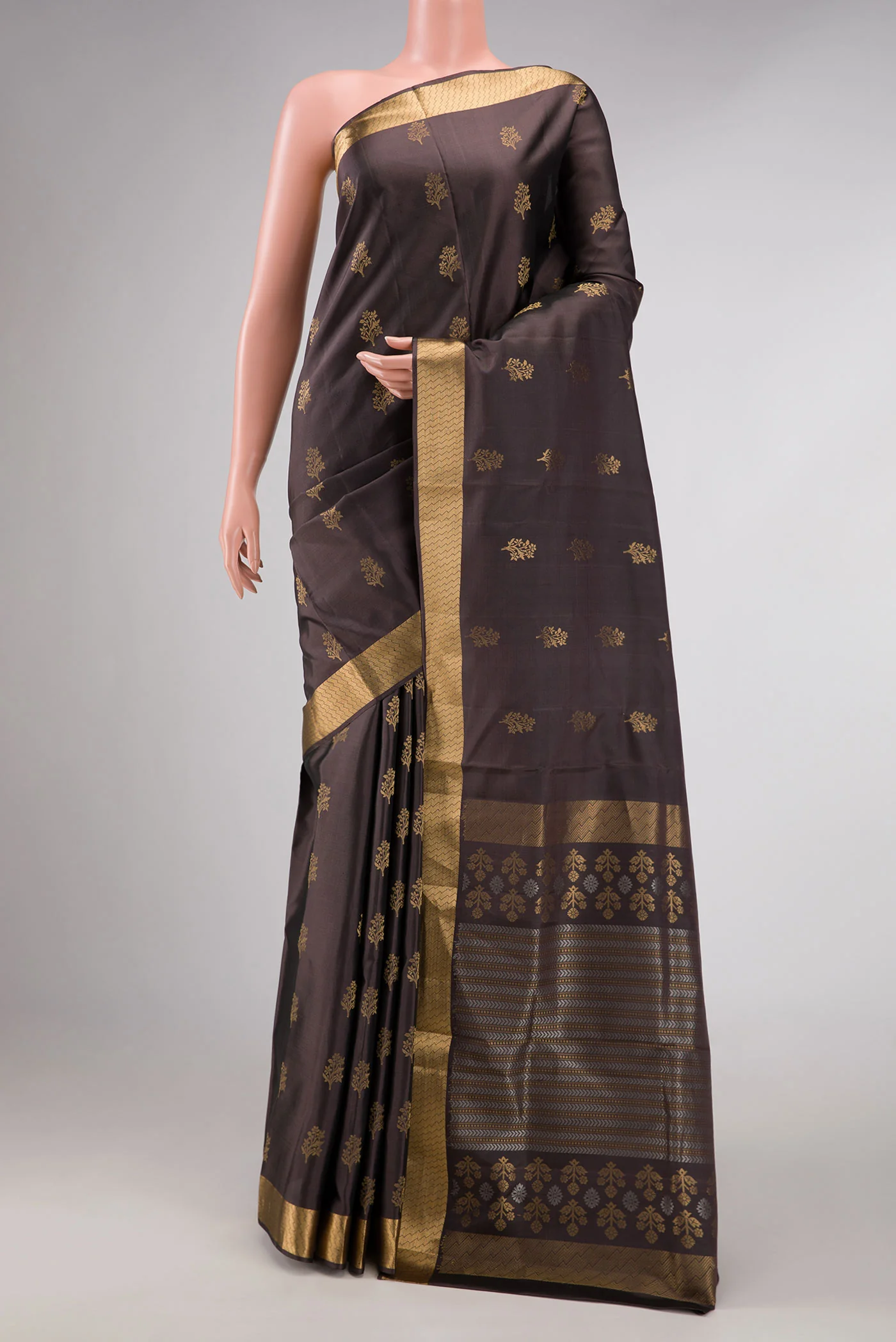 Coffee Brown Dual Tone Soft Silk Saree