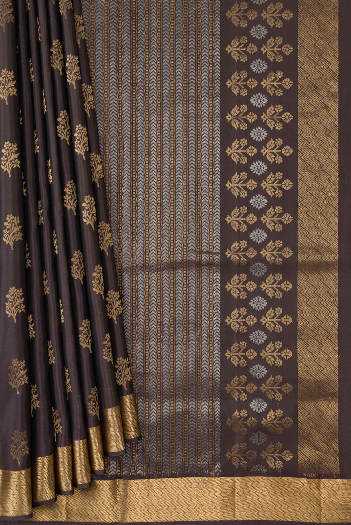 Coffee Brown Dual Tone Soft Silk Saree - Image 4