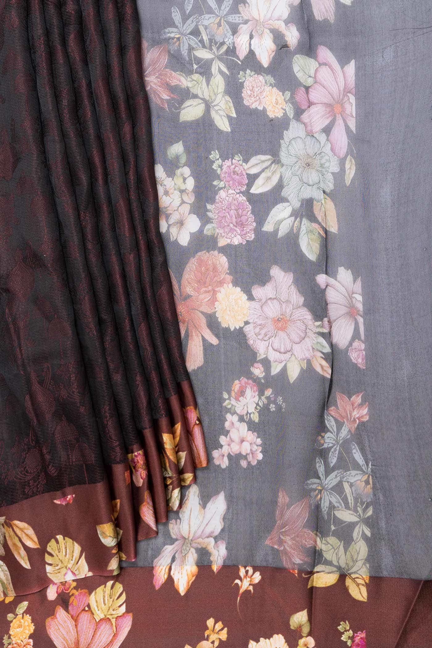 Coffee Brown Dual Tone Tussar Silk Saree - Image 2
