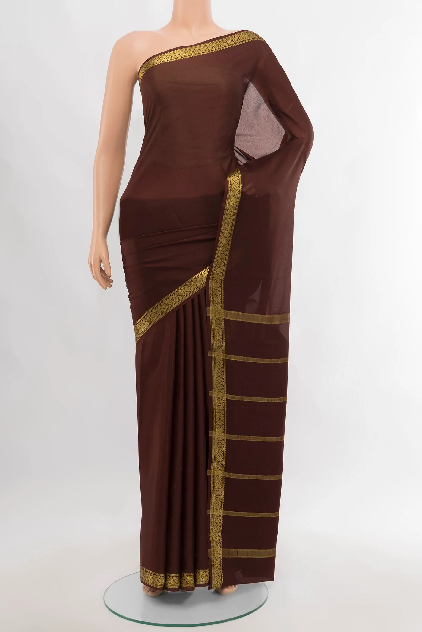 Coffee Brown Mysore Crepe Saree