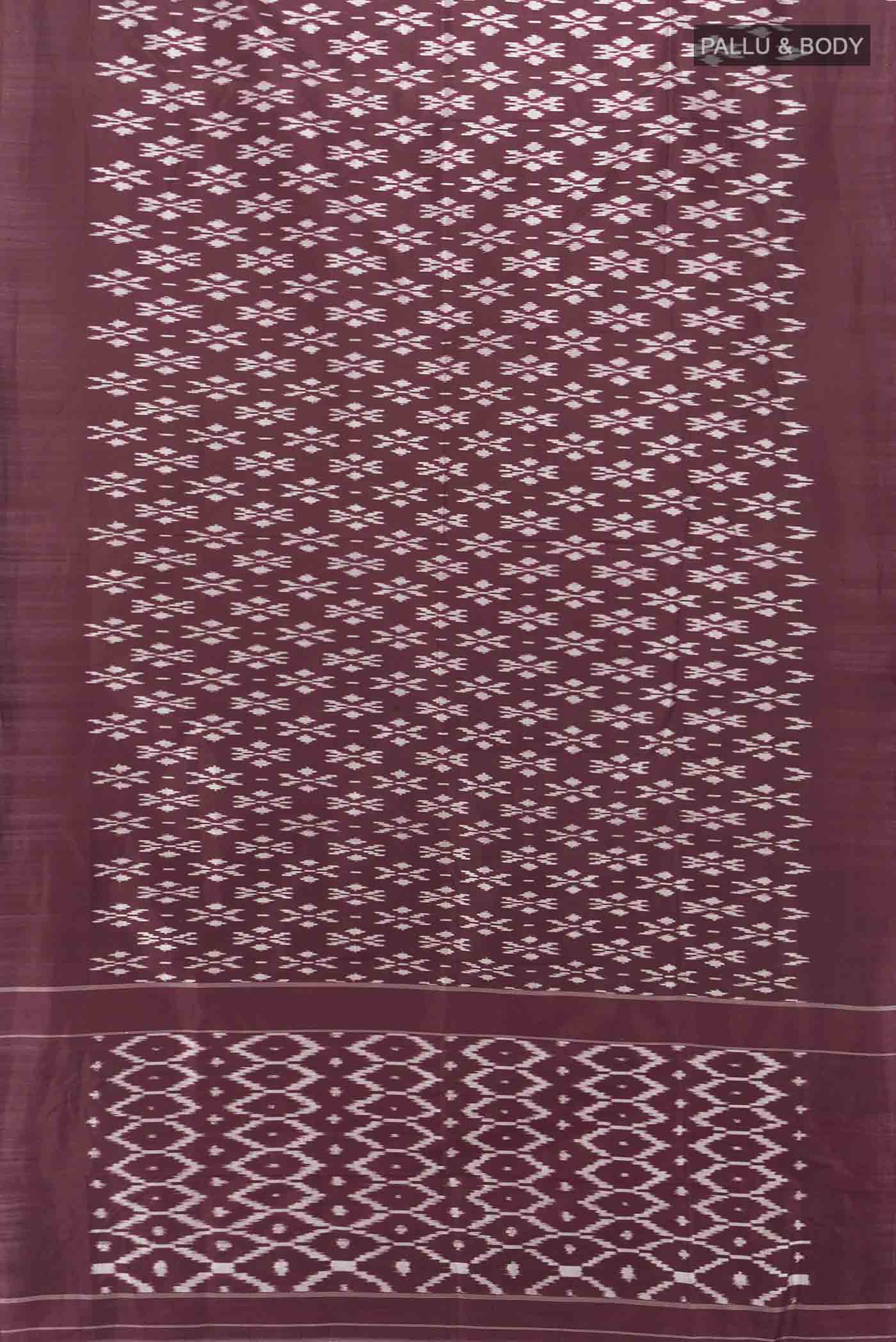 Coffee Brown Pochampally Silk Saree - Image 4