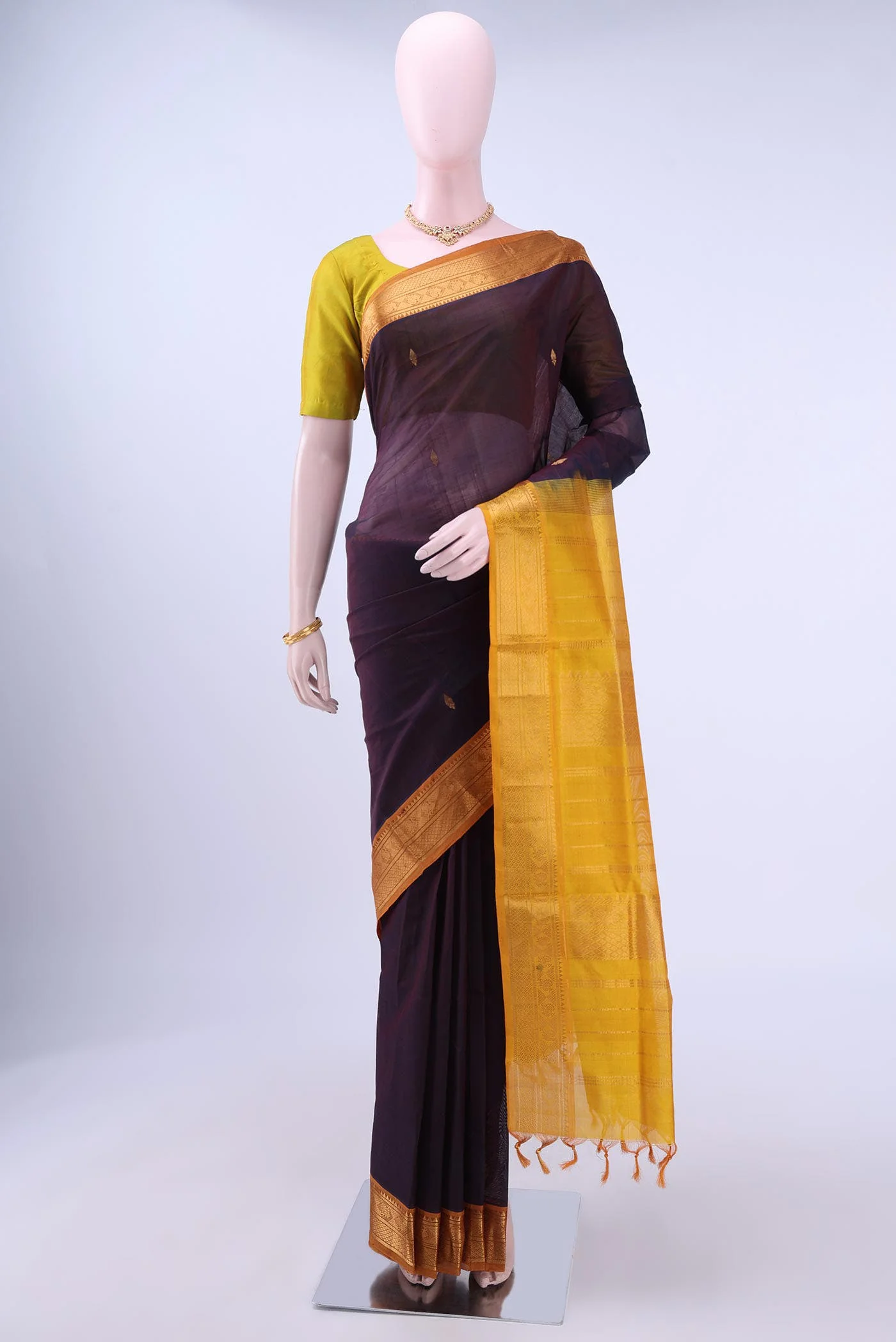Coffee Brown Silk Cotton Saree