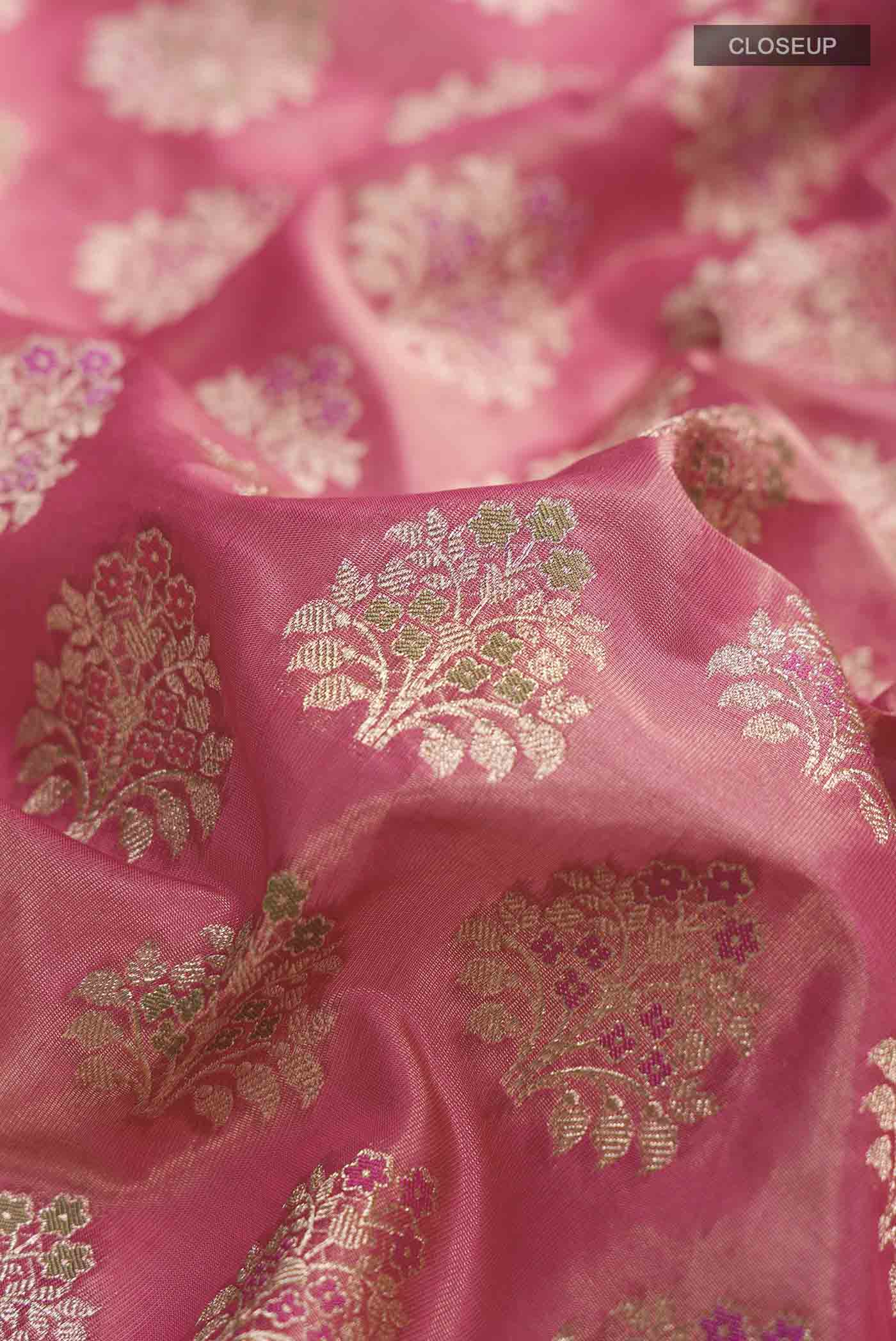 Coral Banarasi Silk Saree - Image 2
