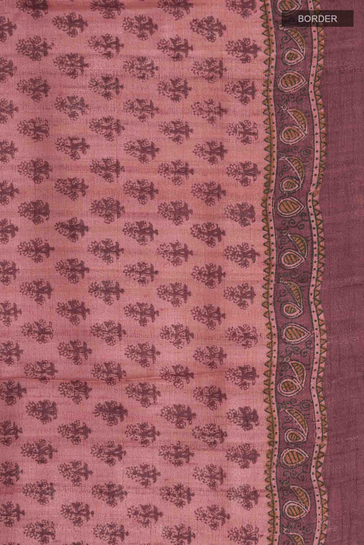 Coral Bhagalpuri Tussar Silk Saree - Image 3