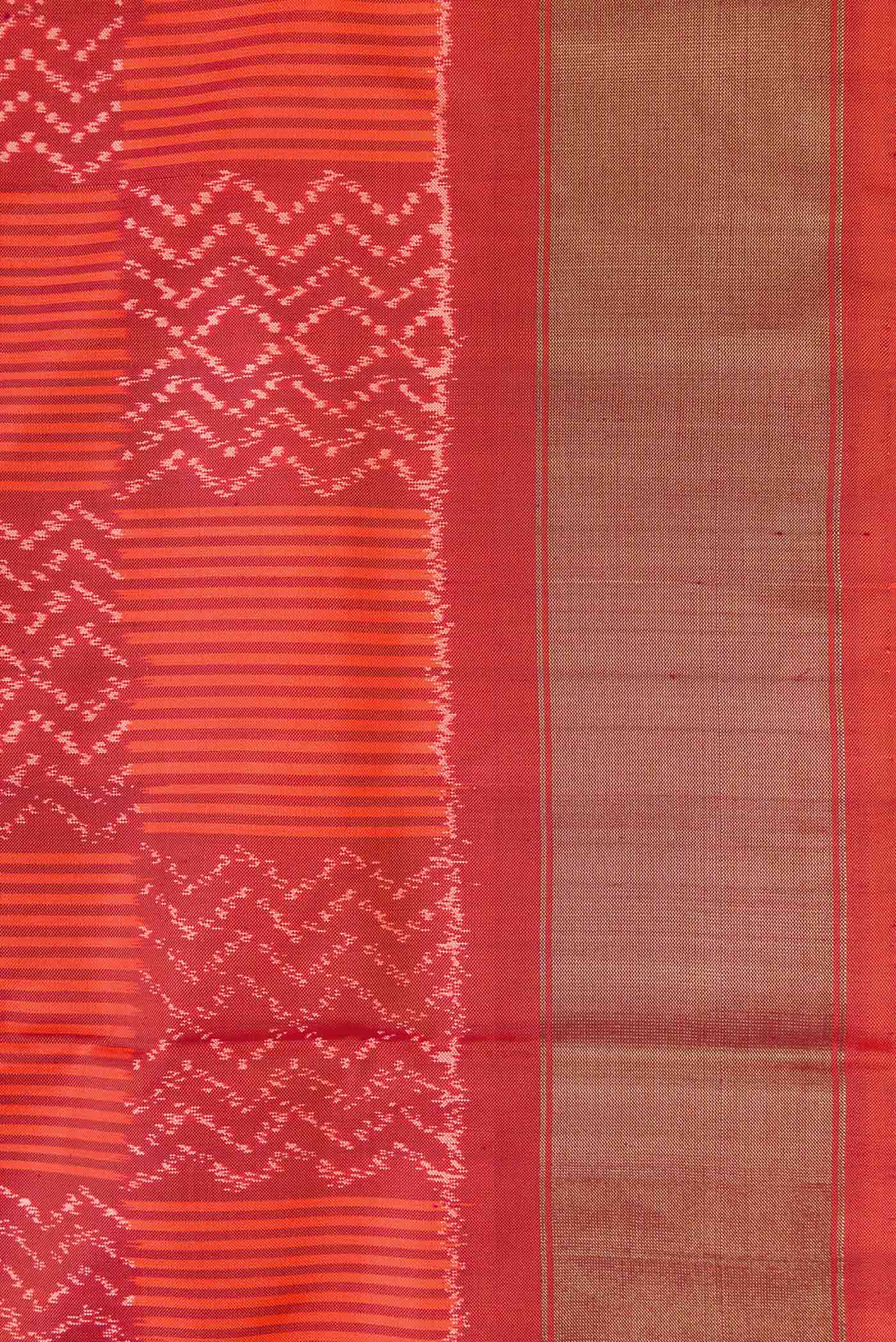 Orange Pochampally Silk Saree - Image 3