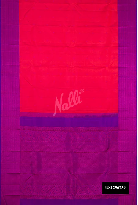 Coral Dual Tone Kanchipuram Silk Saree