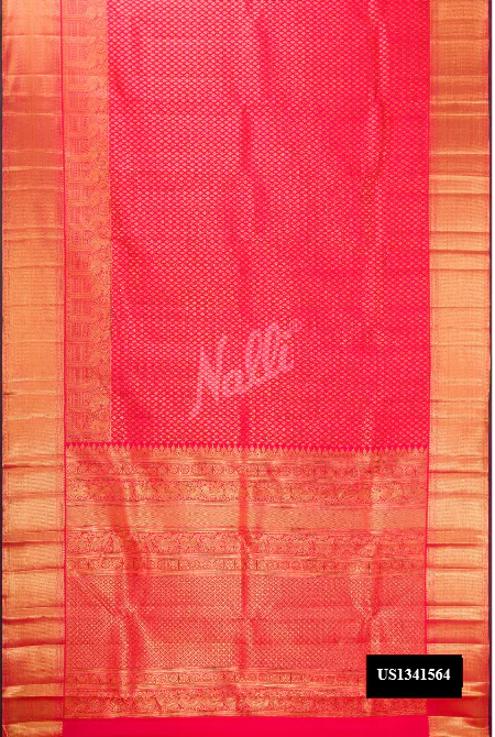 Coral Dual Tone Kanchipuram Silk Saree