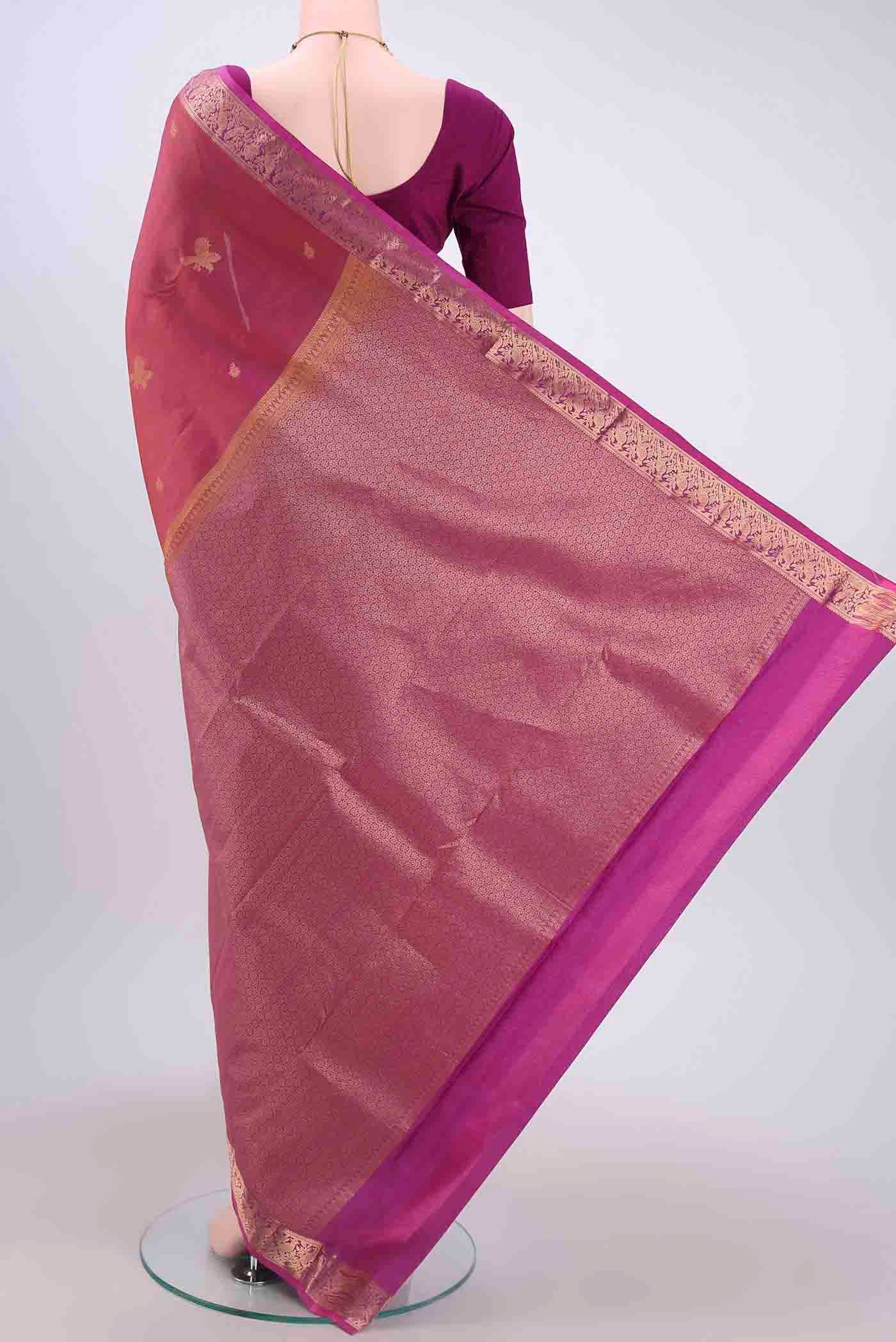 Coral Dual Tone Nangavalli Silk [ Salem ] Saree - Image 3