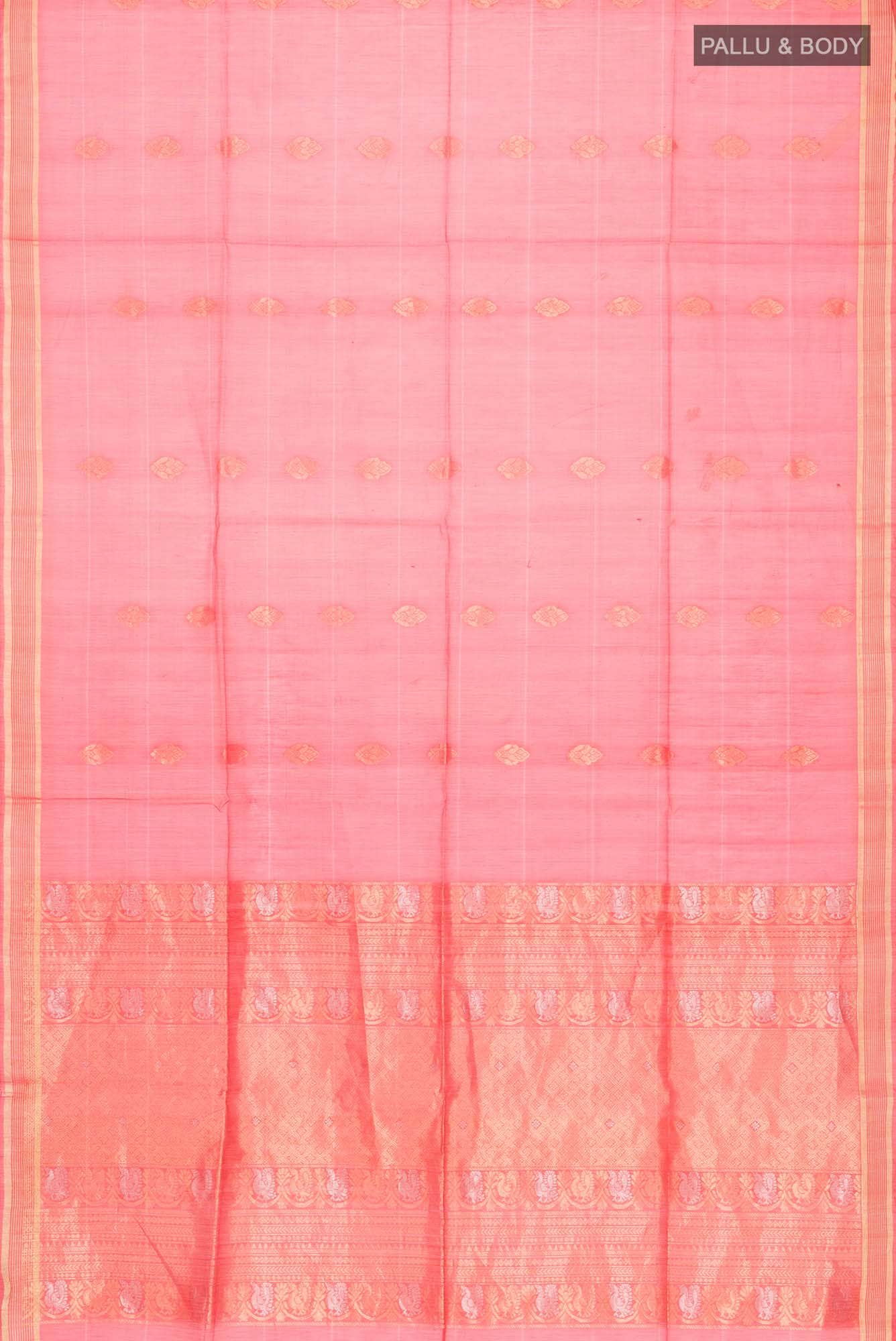Coral Silk Cotton Saree - Image 2