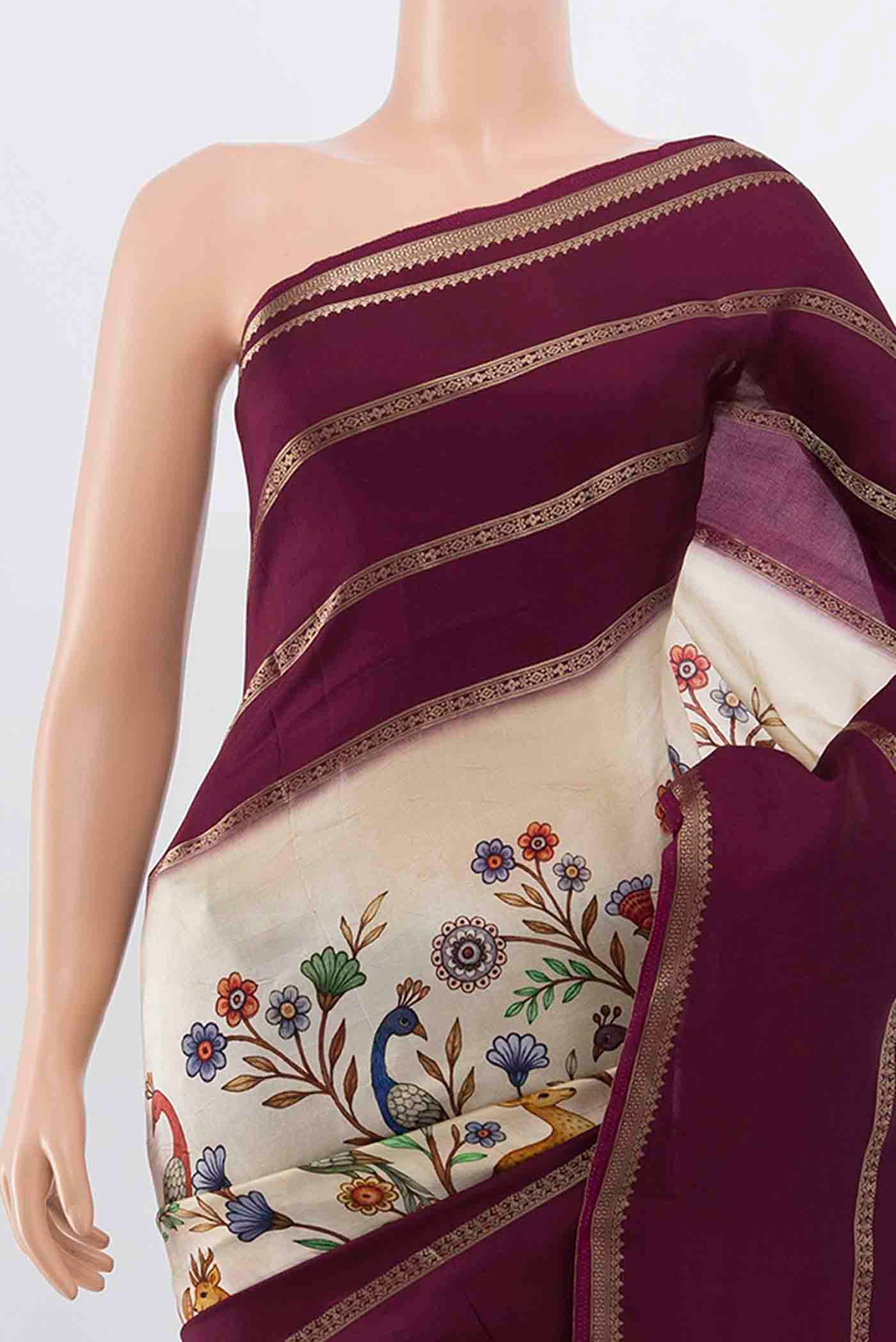 Cream Art Silk Saree - Image 2