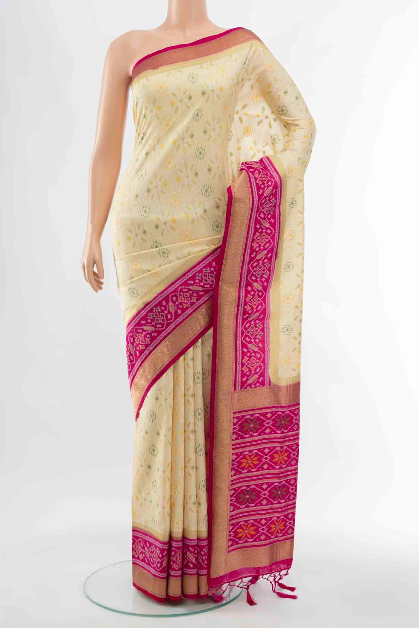 Cream Art Silk Saree