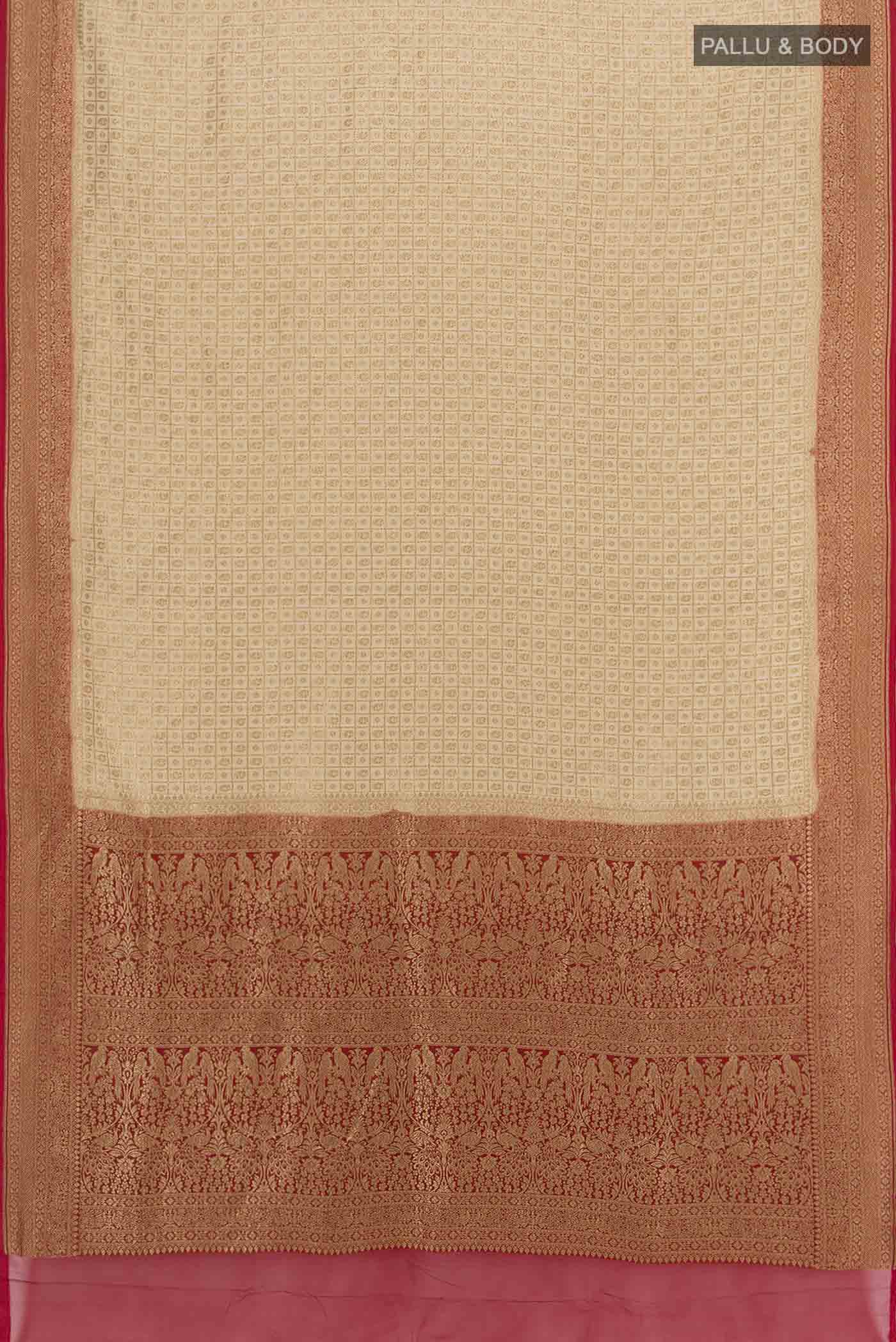 Beige Banarasi Georgette Saree - Image 5