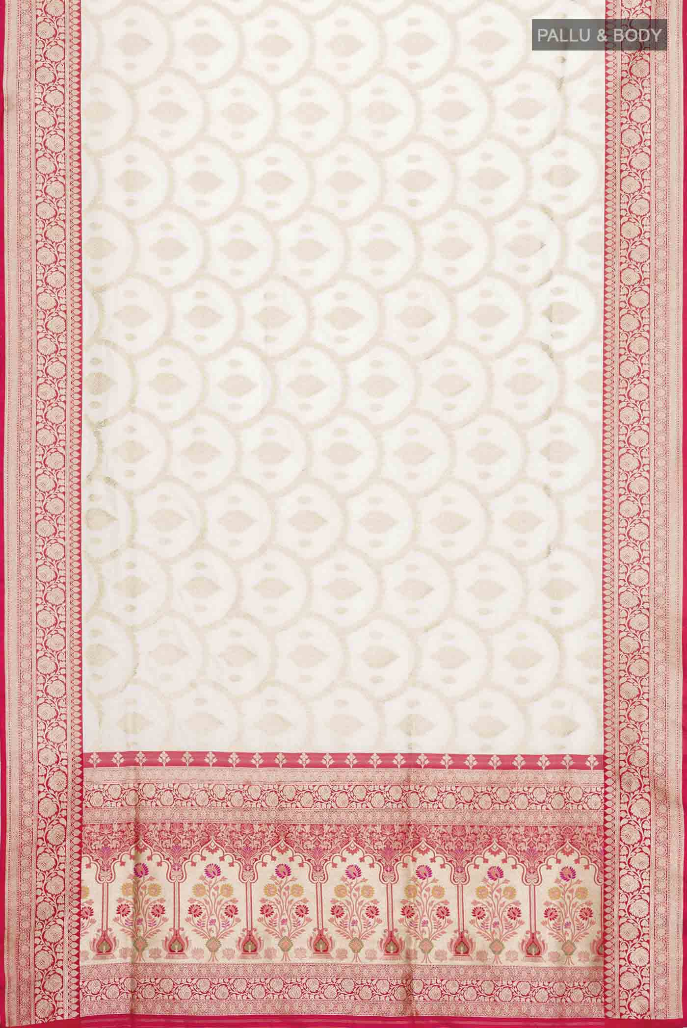 Cream Banarasi Silk Saree - Image 6