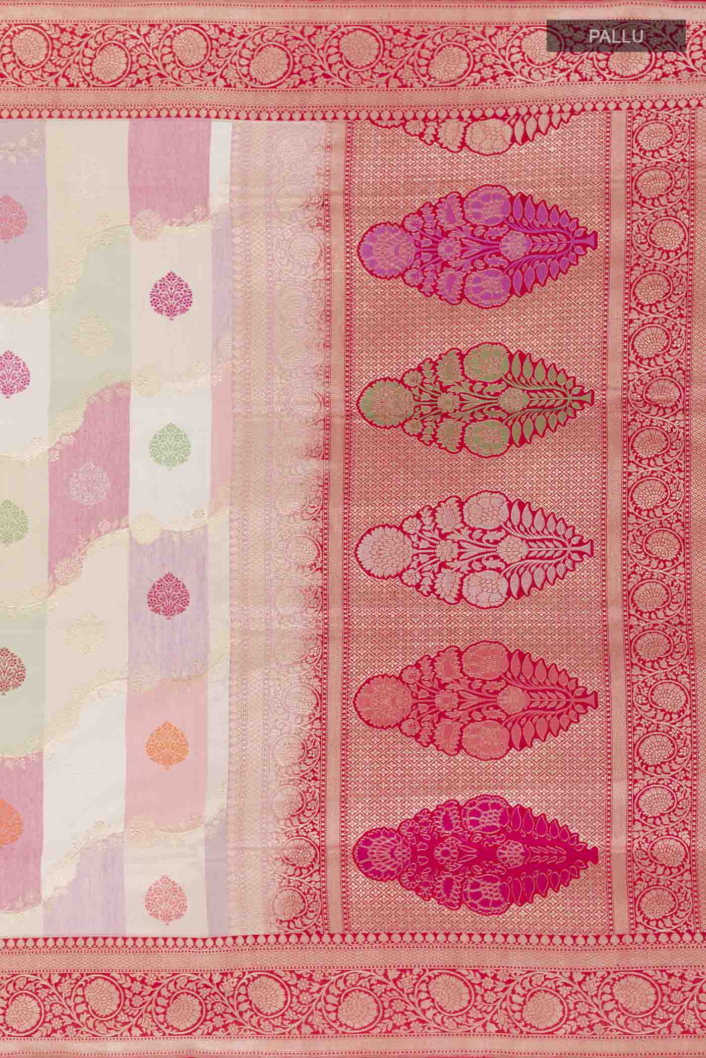 Cream Banarasi Silk Saree - Image 5