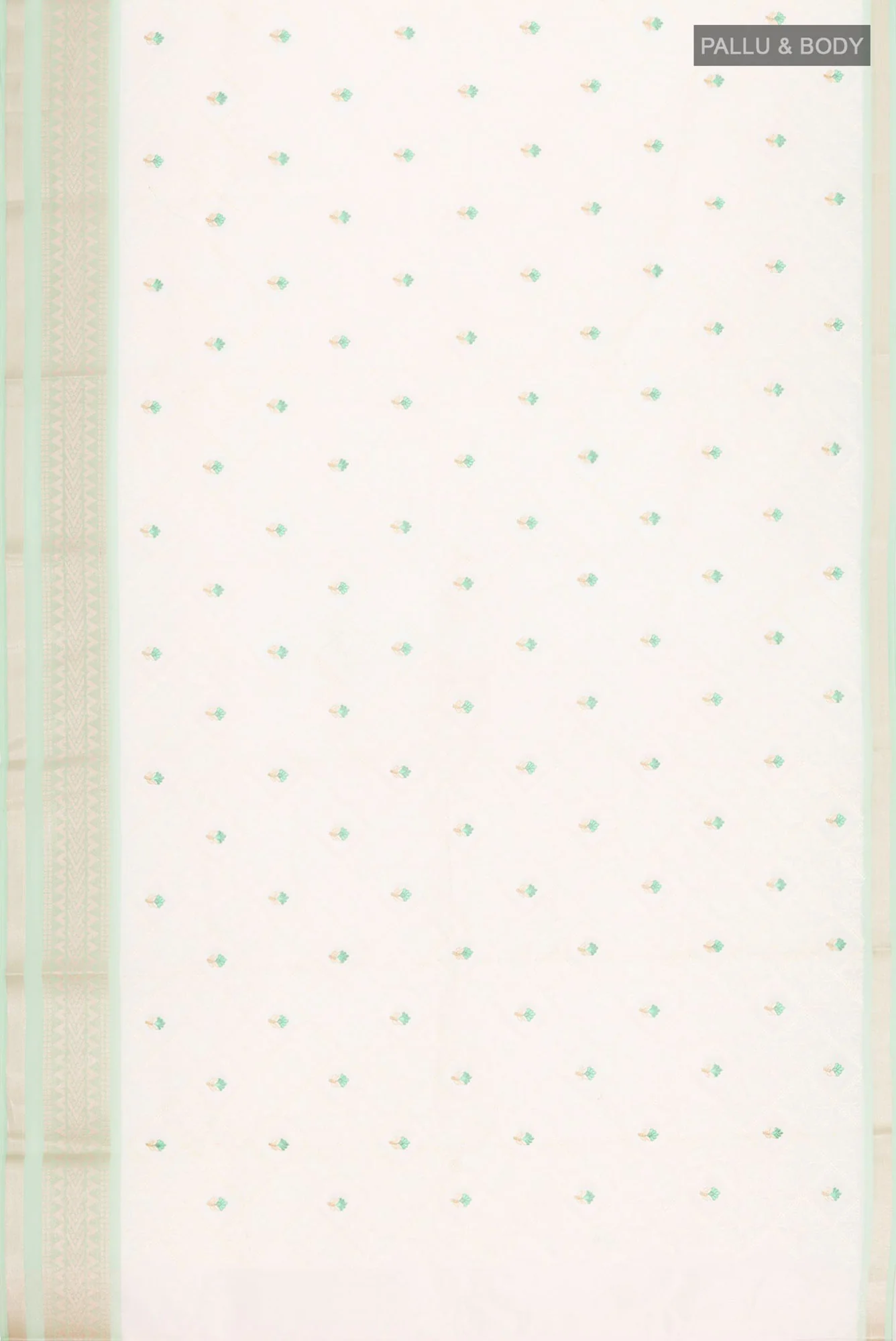 Cream Blended Kora Cotton Saree - Image 5