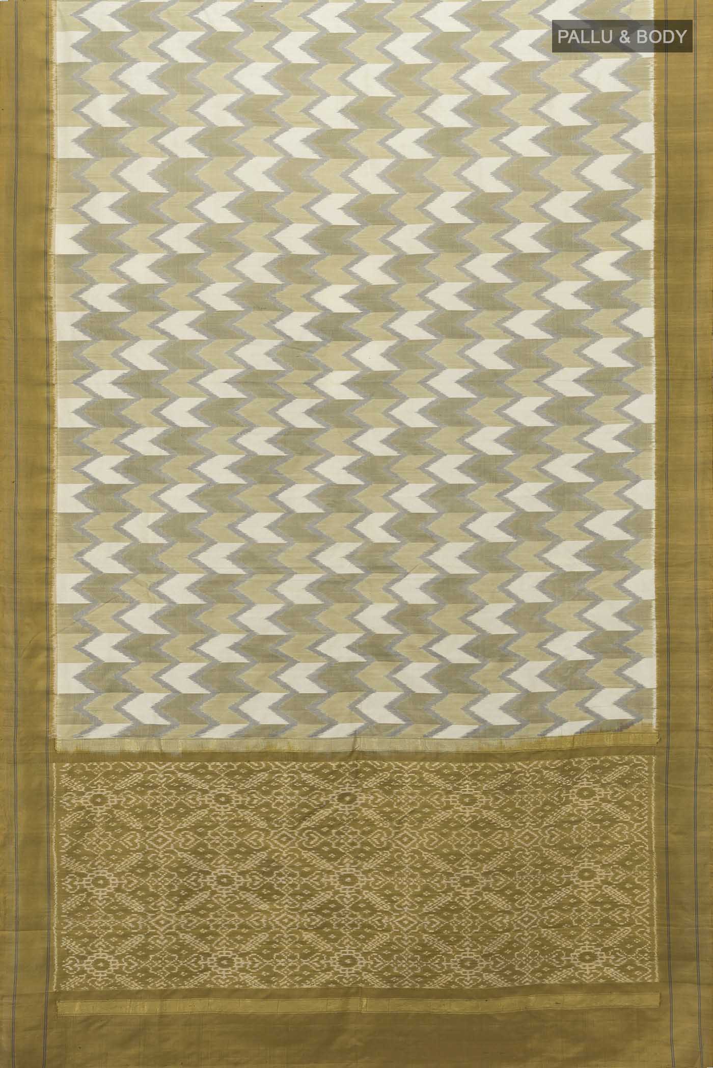 Cream Dual Tone Pochampally Silk Saree - Image 5