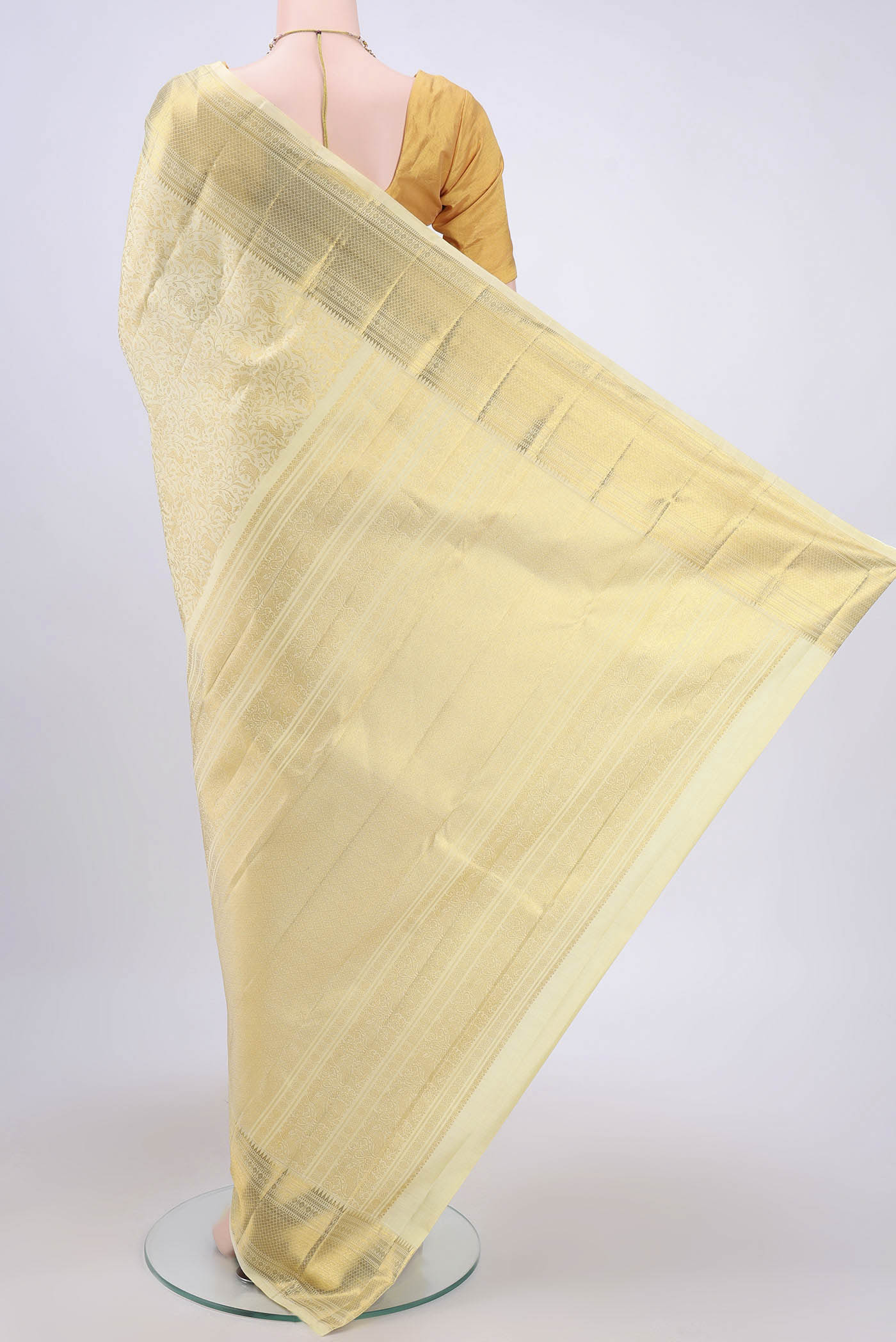 Sandal Kanchipuram Saree - Image 3