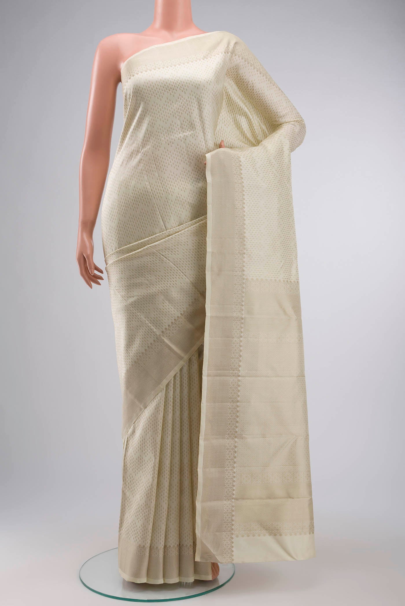 Cream Kanjivaram Silk Saree