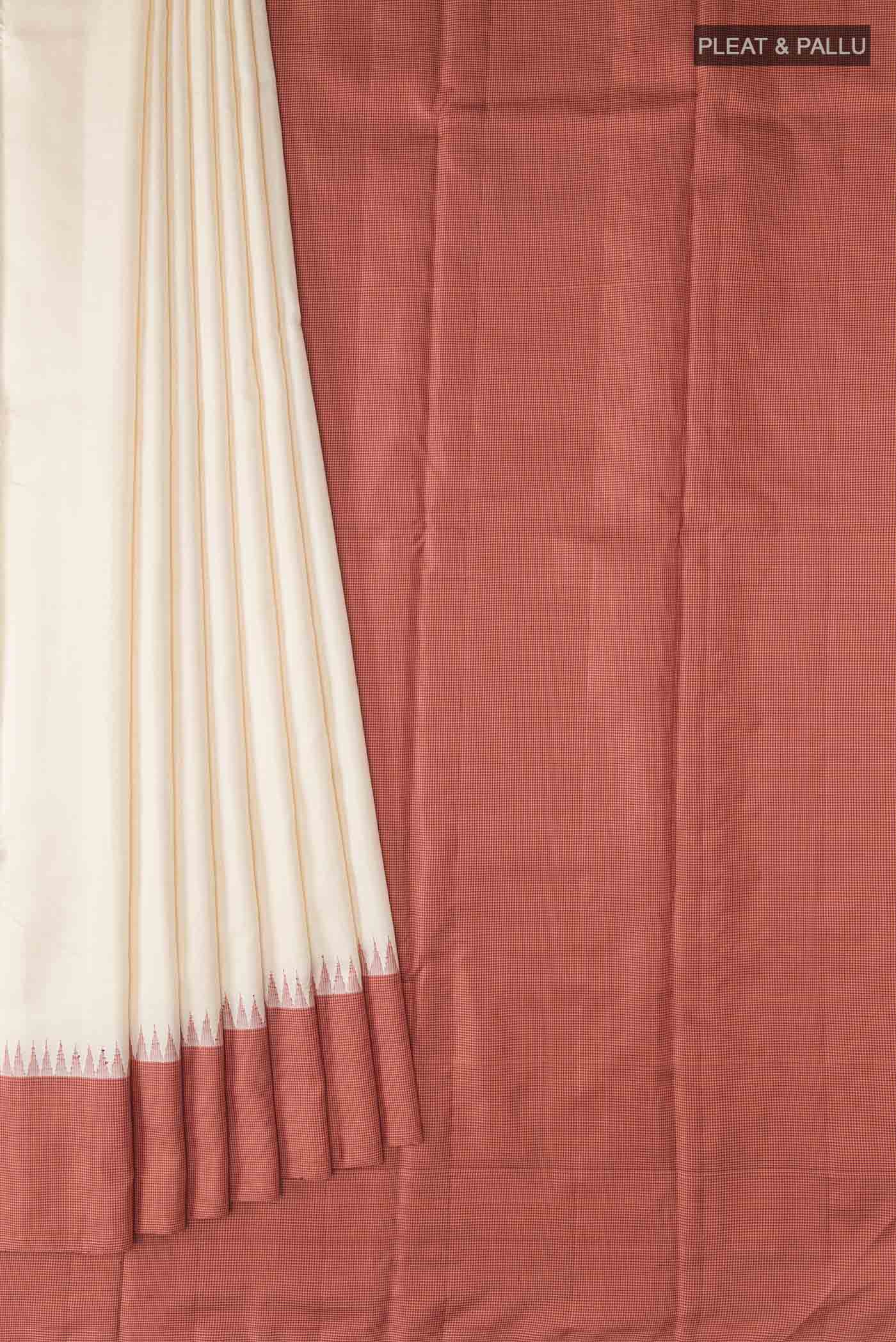 Cream Kanjivaram Silk Saree - Image 4