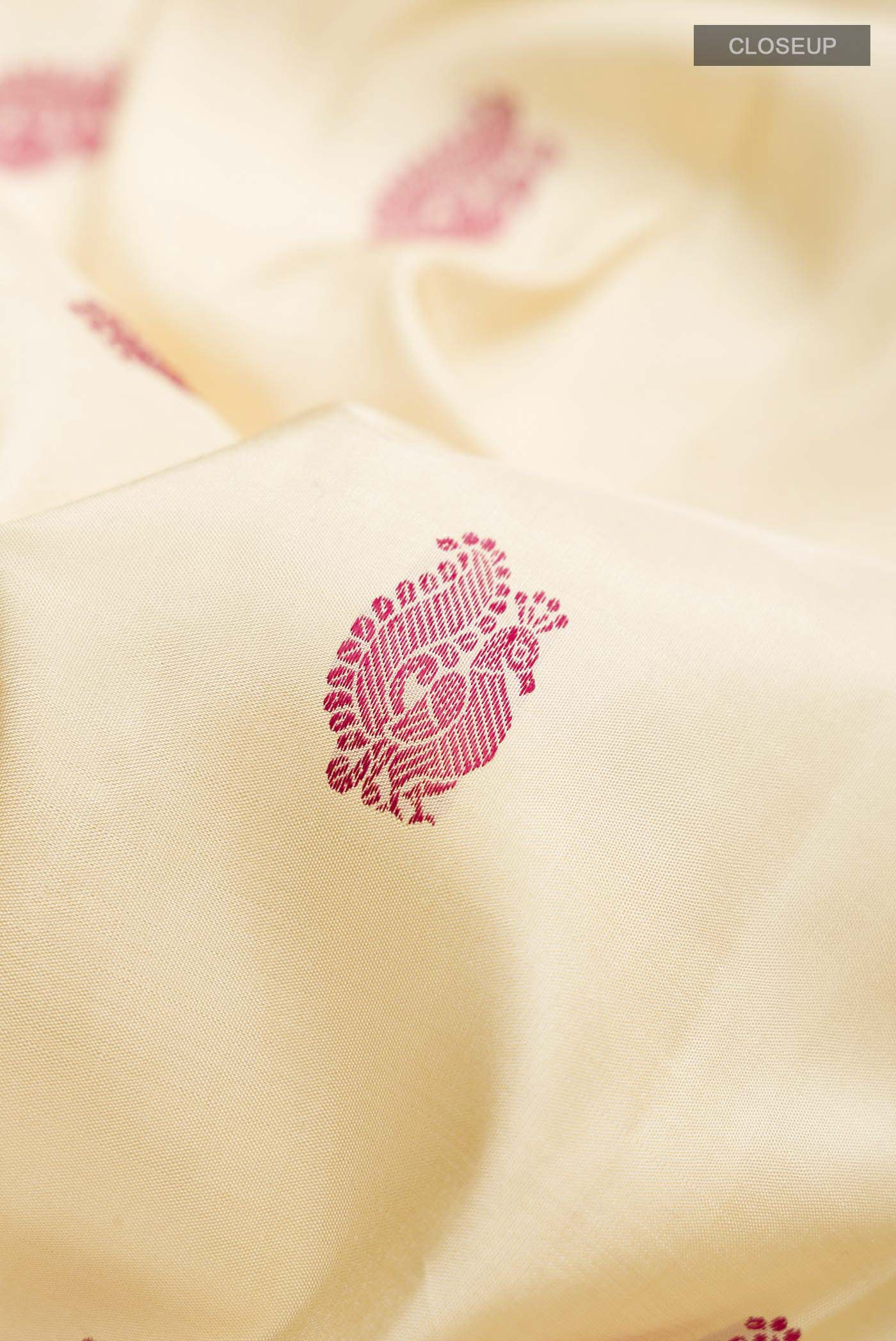 Cream Kanjivaram Silk Saree - Image 2