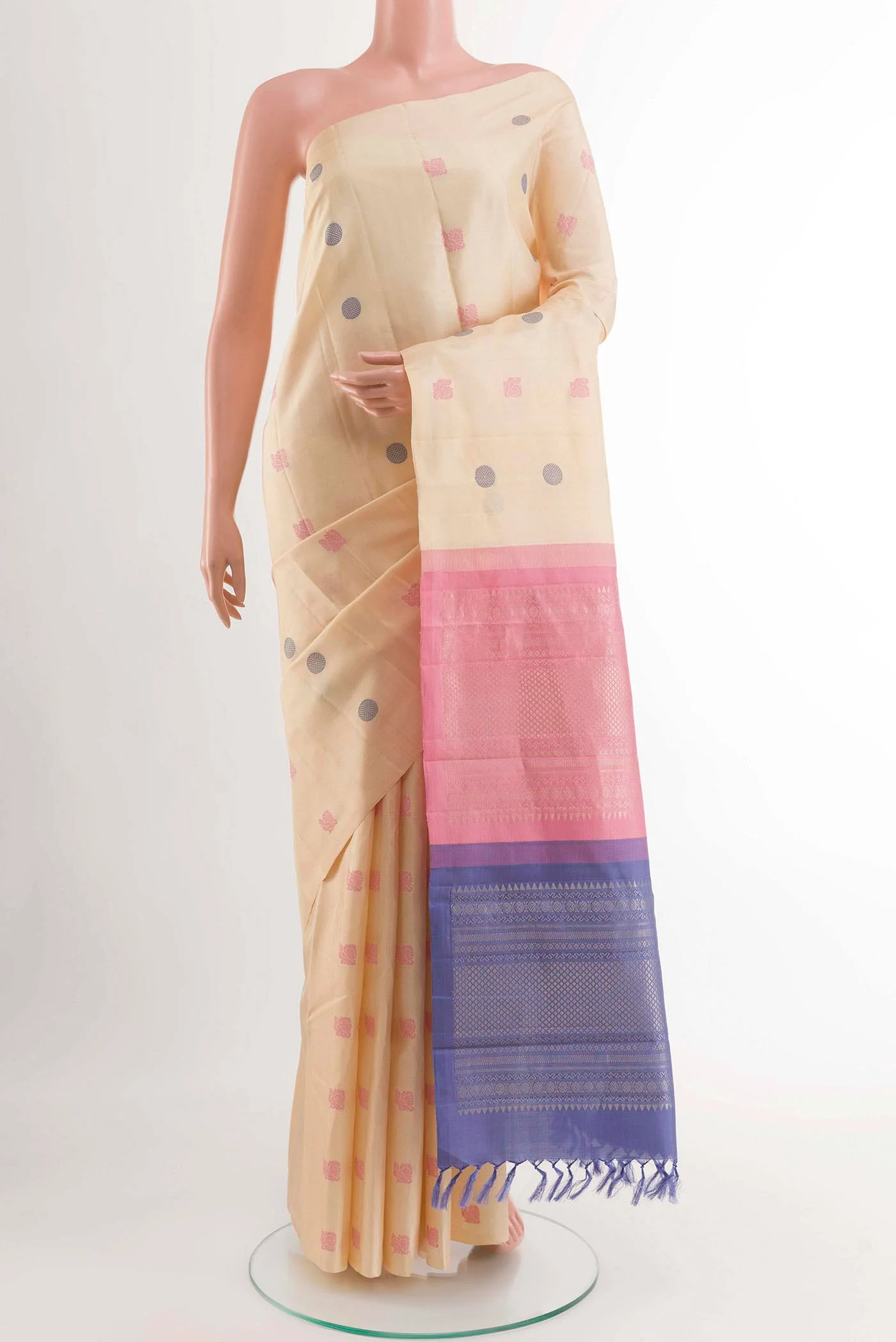 Cream Kanchipuram Silk Saree