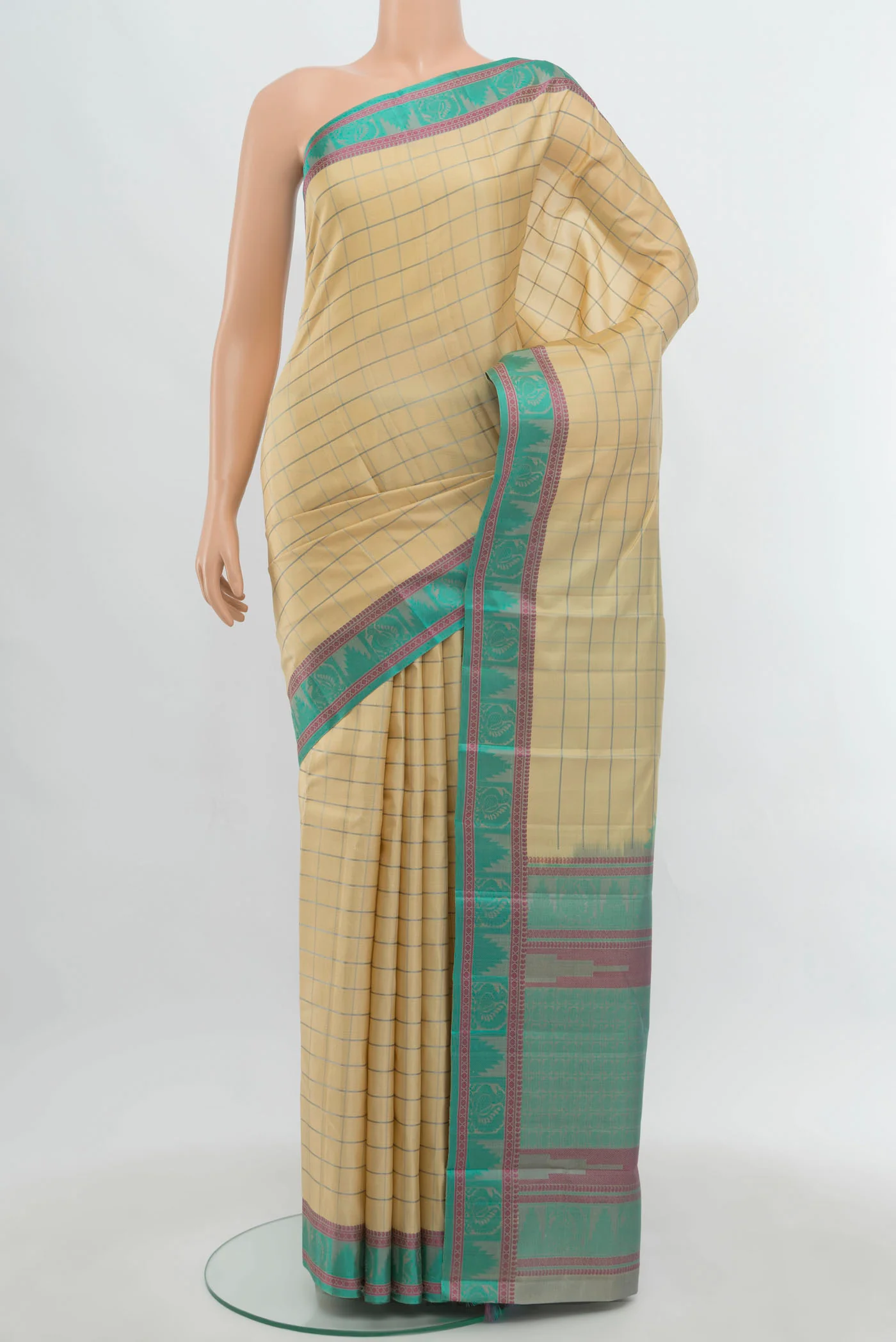 Cream Kanchipuram Silk Saree